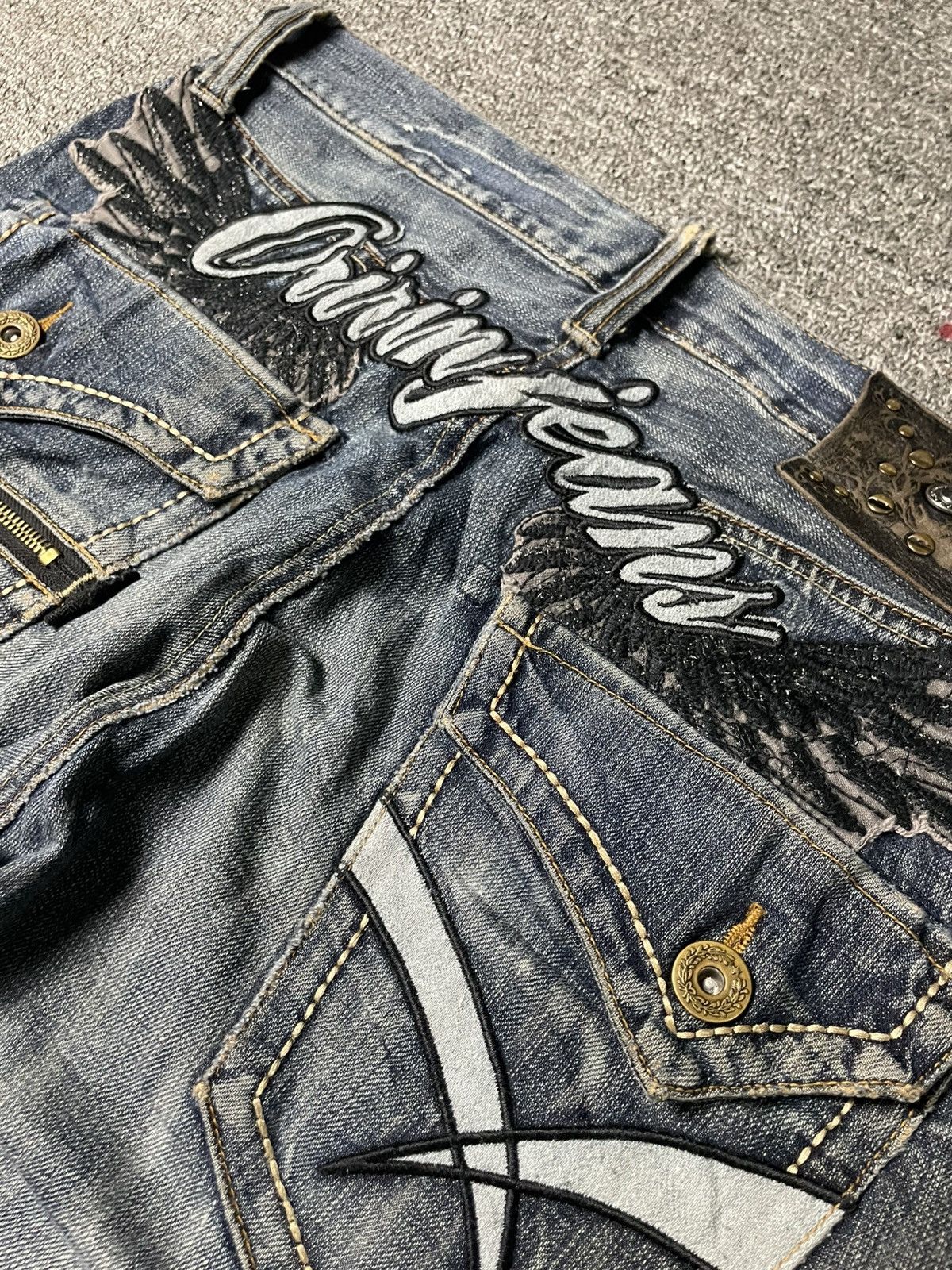 Japanese Brand Vintage ORIRIN Japan Distressed Denim Jeans (99) Size US 32 / EU 48 - 12 Thumbnail