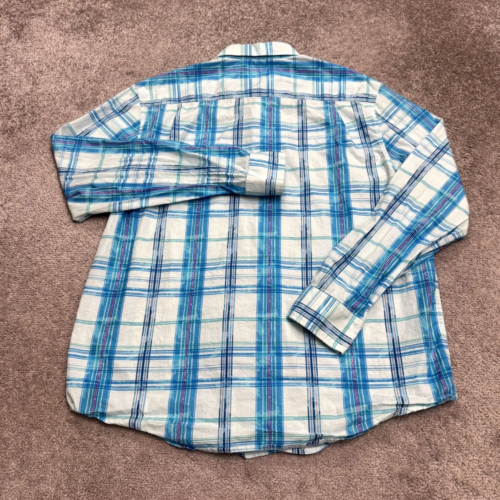 Tommy Bahama Tommy Bahama Button-Down Shirt Mens XL Blue Plaid Long Sleeve Cotton Pima Button-Up Casual Classic Outdoor Preppy Western Not Vintage Size US XL / EU 56 / 4 - 2 Thumbnail