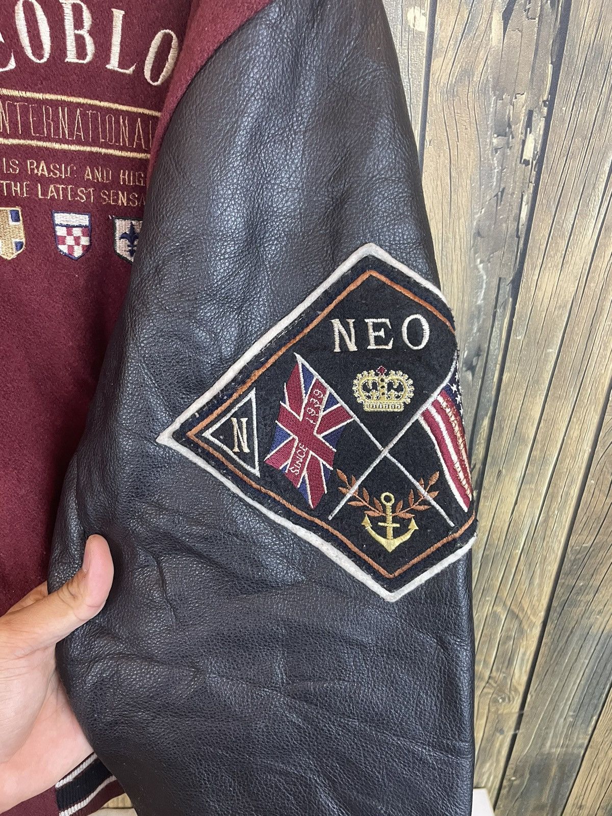 Vintage Vintage 80/90s Neo Blood leather sleeve Varsity Jacket Size US L / EU 52-54 / 3 - 6 Thumbnail