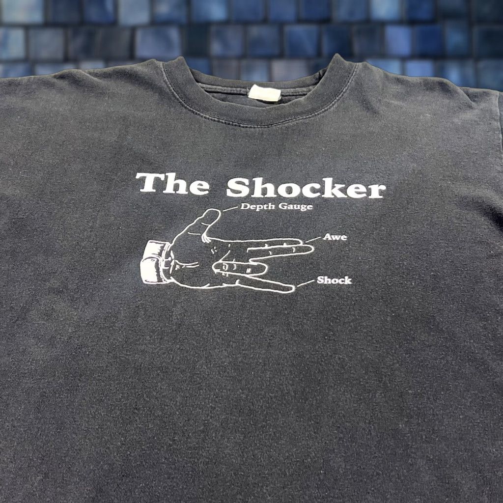VINTAGE Parody Shirt 90s Y2K Adult M Black Cotton Short Sleeve Crew Neck Logo
