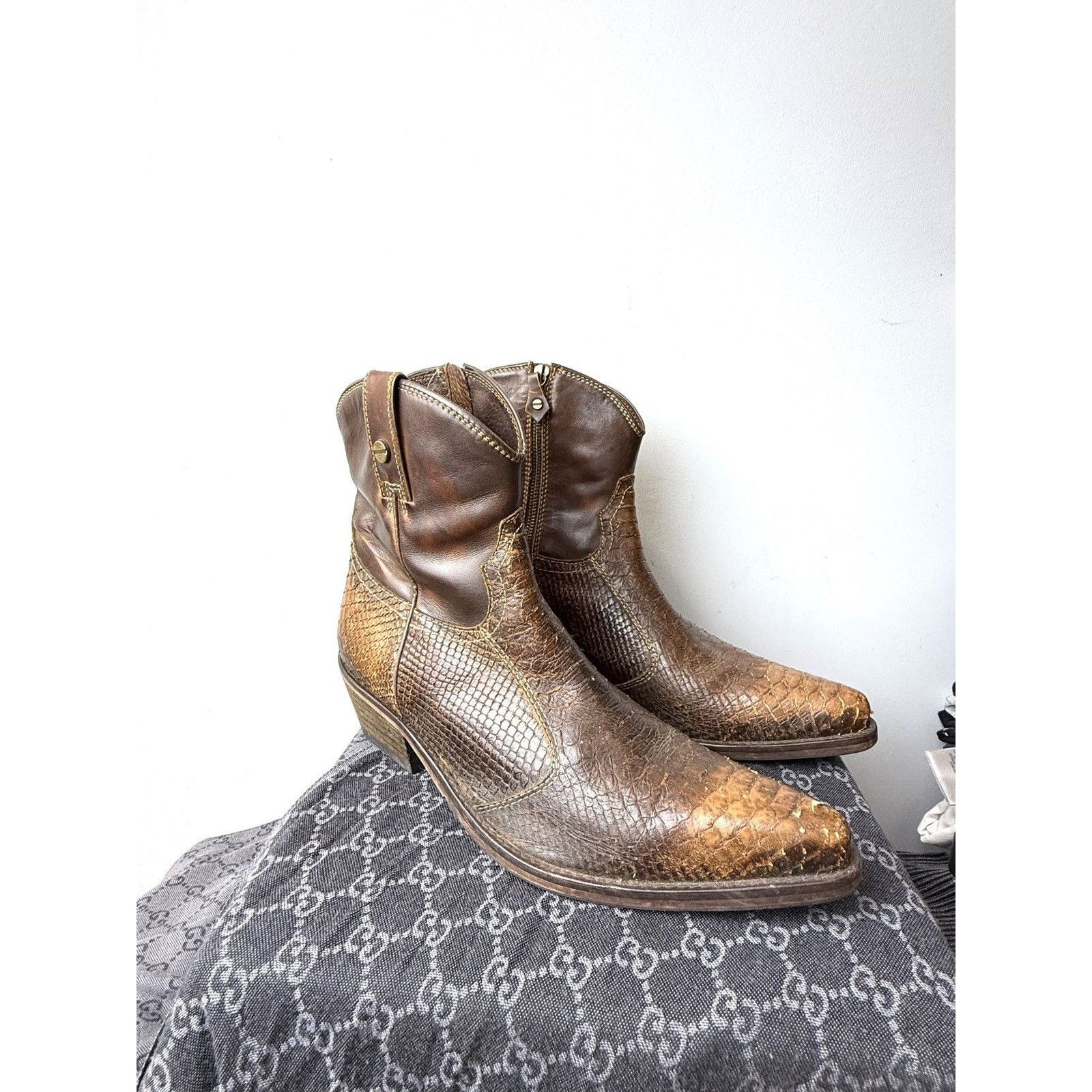 Cowboy Equipment 💥Rare! Vintage Kentucky Western Snake Leather Cowboy Boots Size US 10.5 / EU 43-44 - 5 Thumbnail