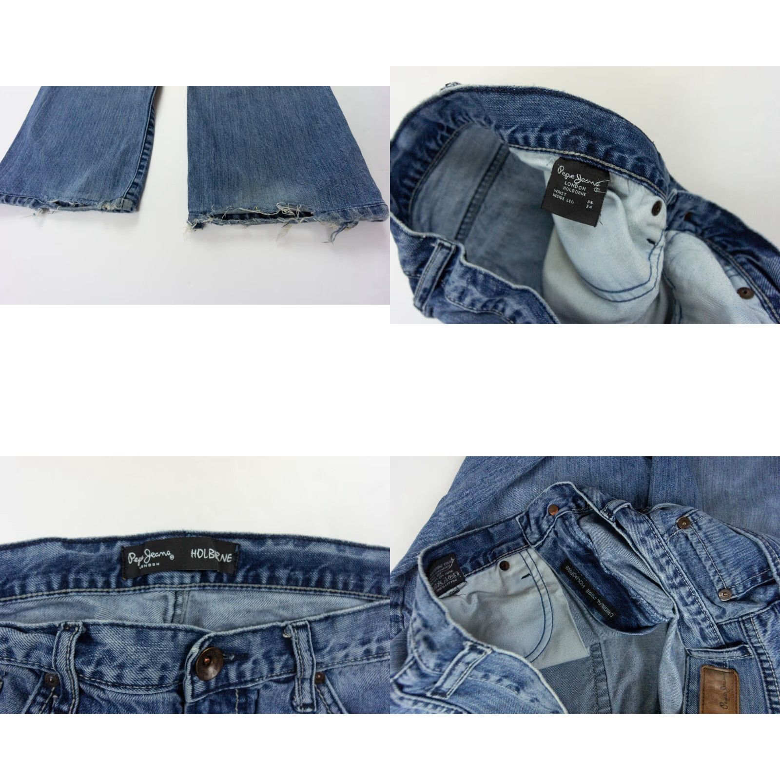 Pepe Jeans VINTAGE Pepe Jeans Jeans Men 34x29 Holborne Straight Regular Blue Denim Cotton 90s Concert Distressed Mens Size US 34 / EU 50 - 8 Thumbnail