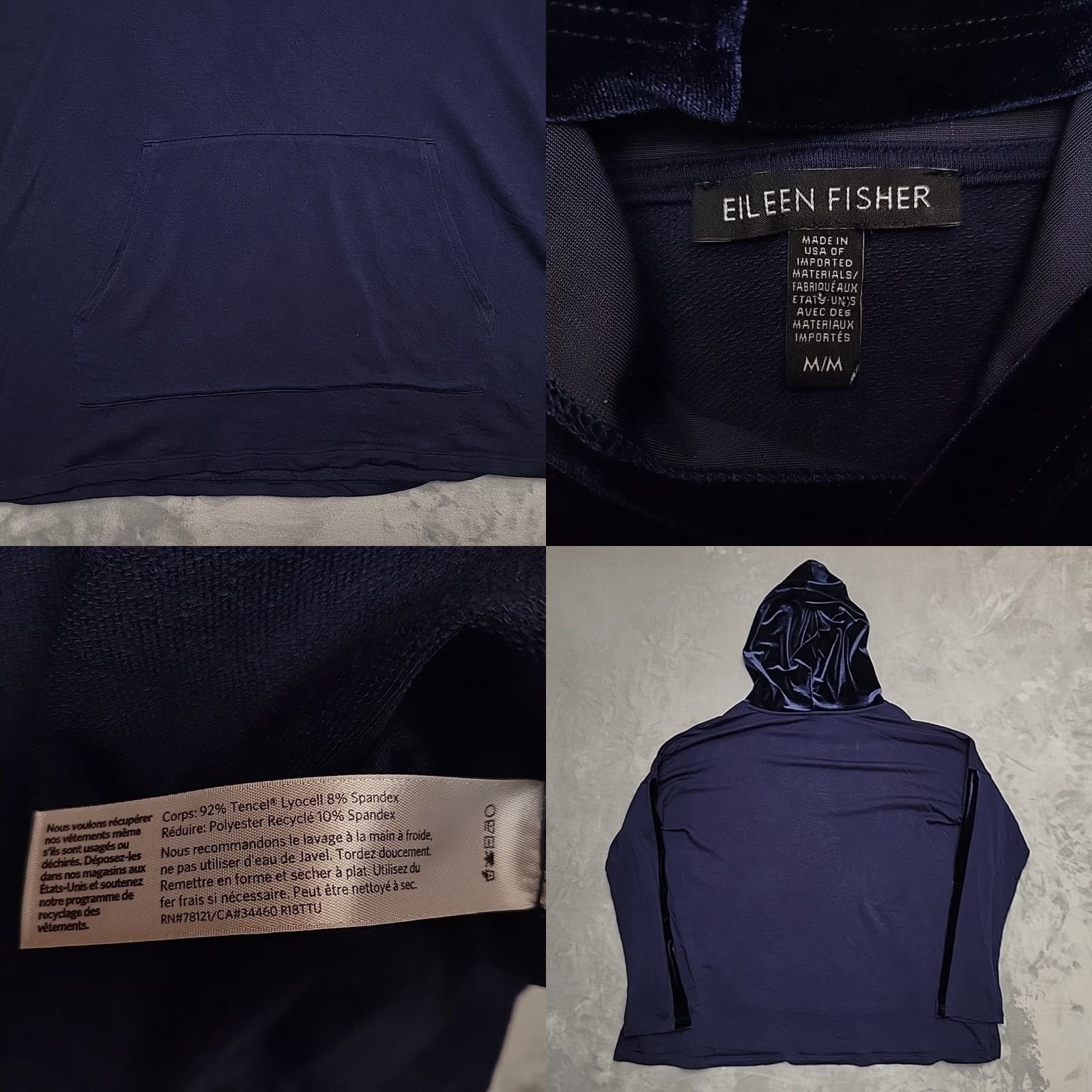 Eileen Fisher Eileen Fisher Hoodie Womens M Navy Tencel Stretch Athleisure Luxe Comfort USA Size M / US 6-8 / IT 42-44 - 8 Thumbnail