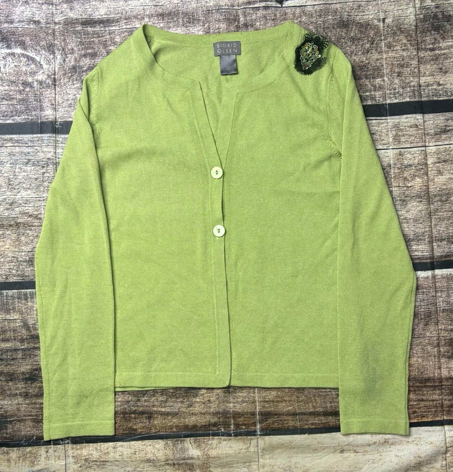Other Sigrid Olsen Cardigan Sweater Womens XS Embroidered Sequin Size XS / US 0-2 / IT 36-38 - 1 Thumbnail