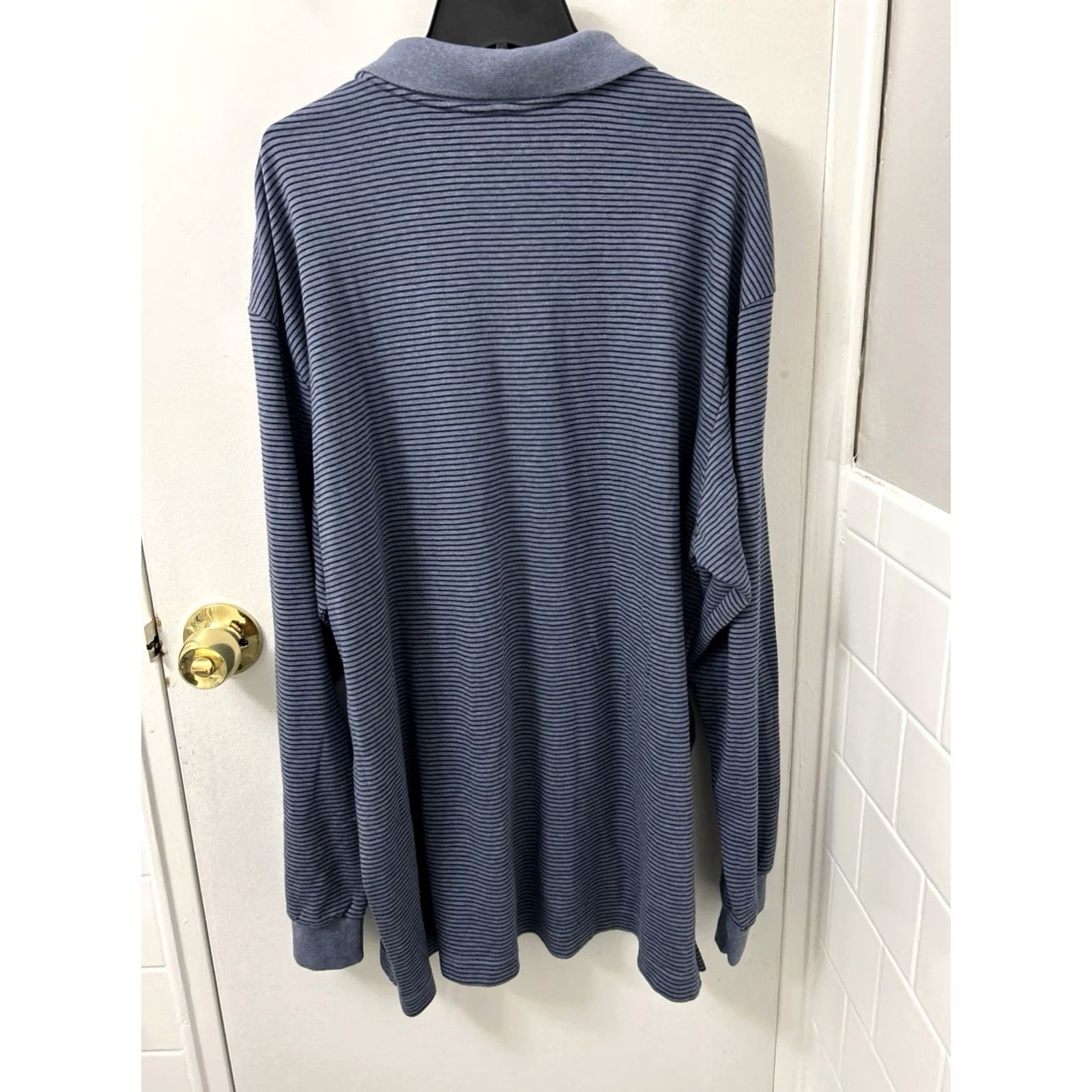 Vintage John Ashford Polo Shirt Mens XXL Blue Long Sleeve Striped Cotton NWT Size US XXL / EU 58 / 5 - 7 Thumbnail