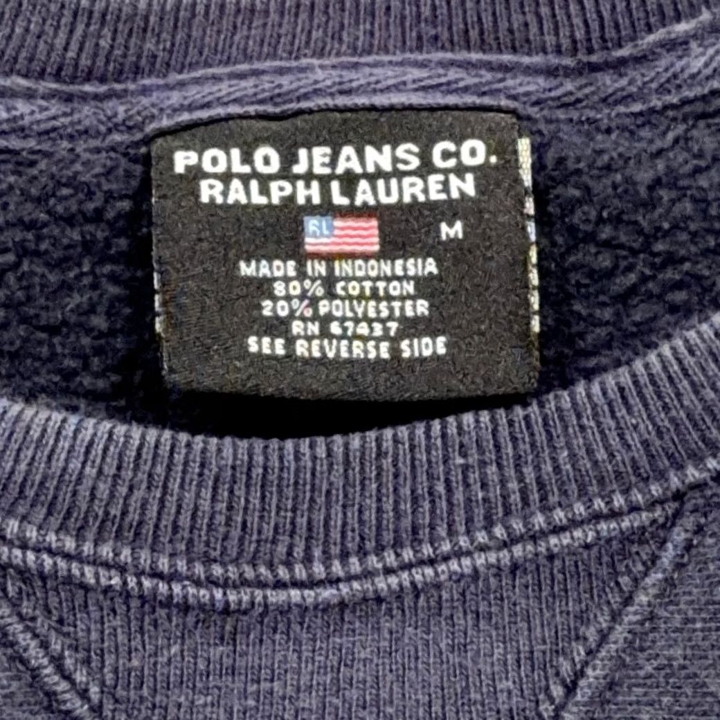 Polo Ralph Lauren VINTAGE Polo Jeans Co. Ralph Lauren Sweater Shirt Adult MEDIUM Blue 90s Embroidered Flag Pullover (Crew Neck) Mens Size US M / EU 48-50 / 2 - 4 Thumbnail