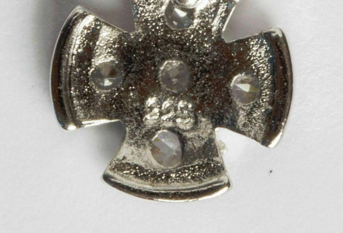 Sterling Silver Sterling Silver Pave Maltese Cross Cubic Zirconia Earrings Size ONE SIZE - 4 Thumbnail