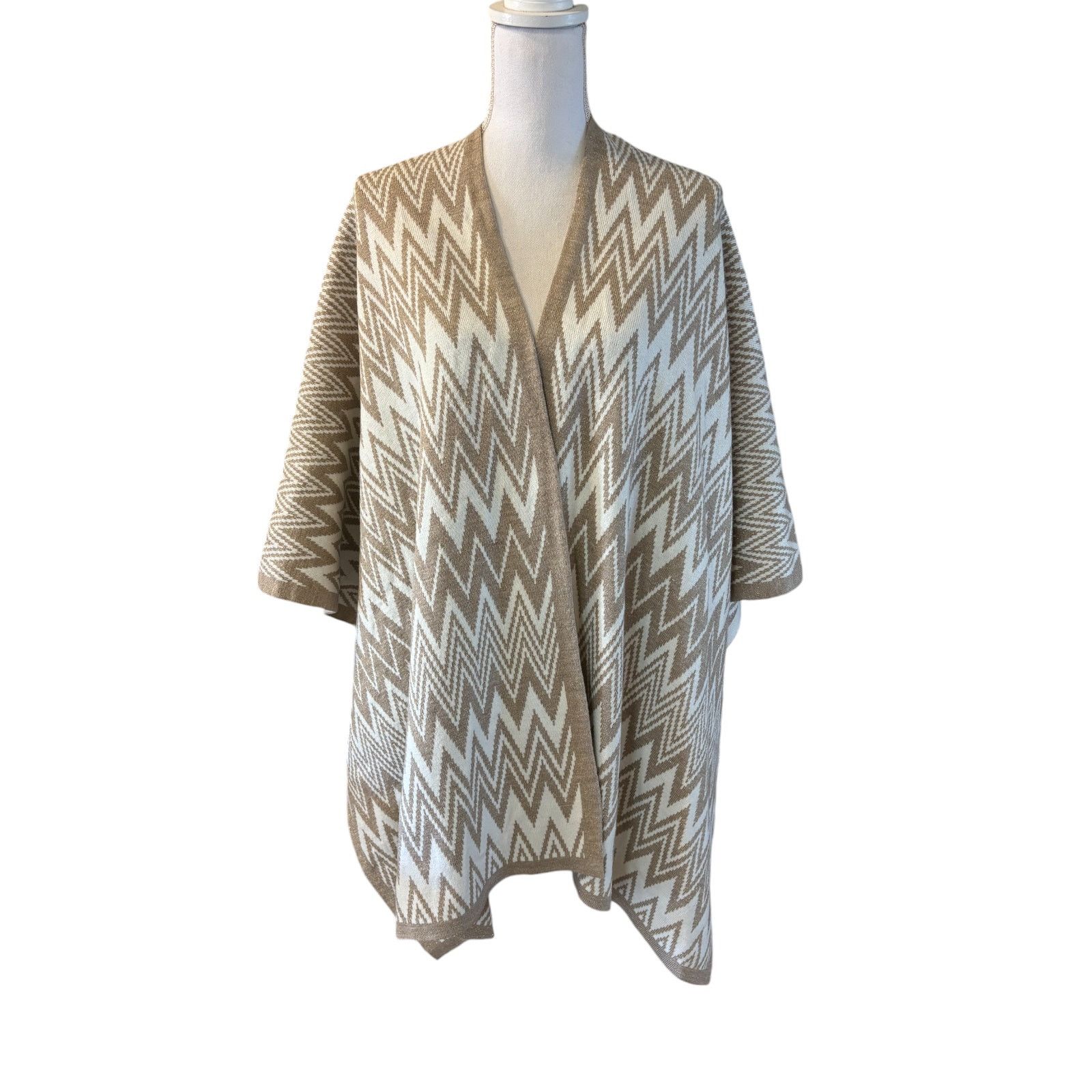 Calvin Klein Calvin Klein Cape Women One Size Tan Glitter Sparkle Poncho Size ONE SIZE - 1 Thumbnail