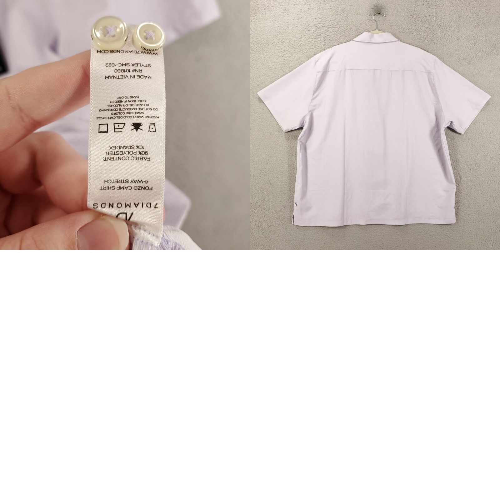 Vintage 7 Diamonds Shirt New Mens 3XL Button Up Collared Spread Classic NWT Pink Polyester Spandex Blend Geometric Short Sleeve Fold? Size US XXL / EU 58 / 5 - 8 Thumbnail