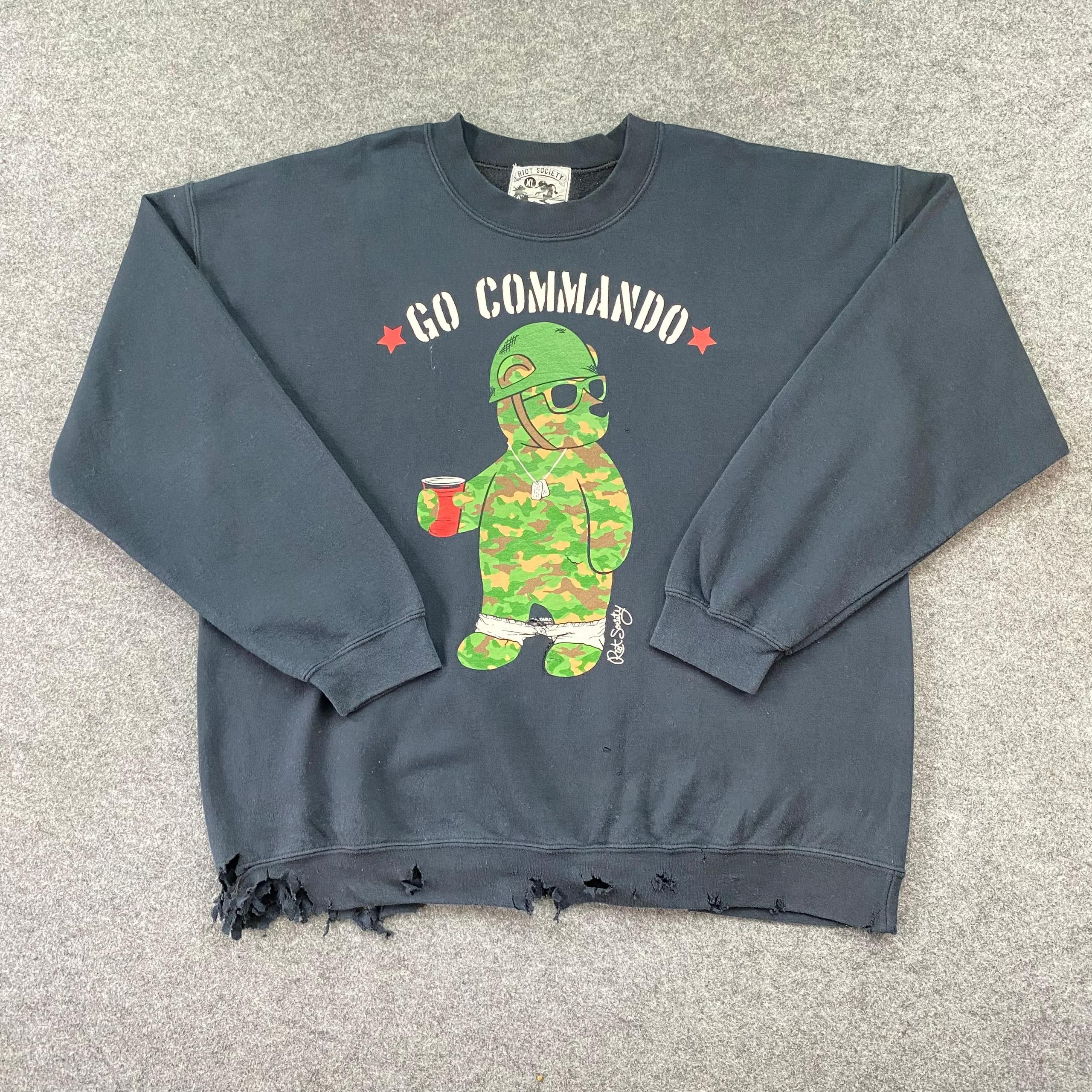 Riot Society Vintage Riot Society Go Commando Streetwear Sweatshirt Size US XL / EU 56 / 4 - 1 Thumbnail