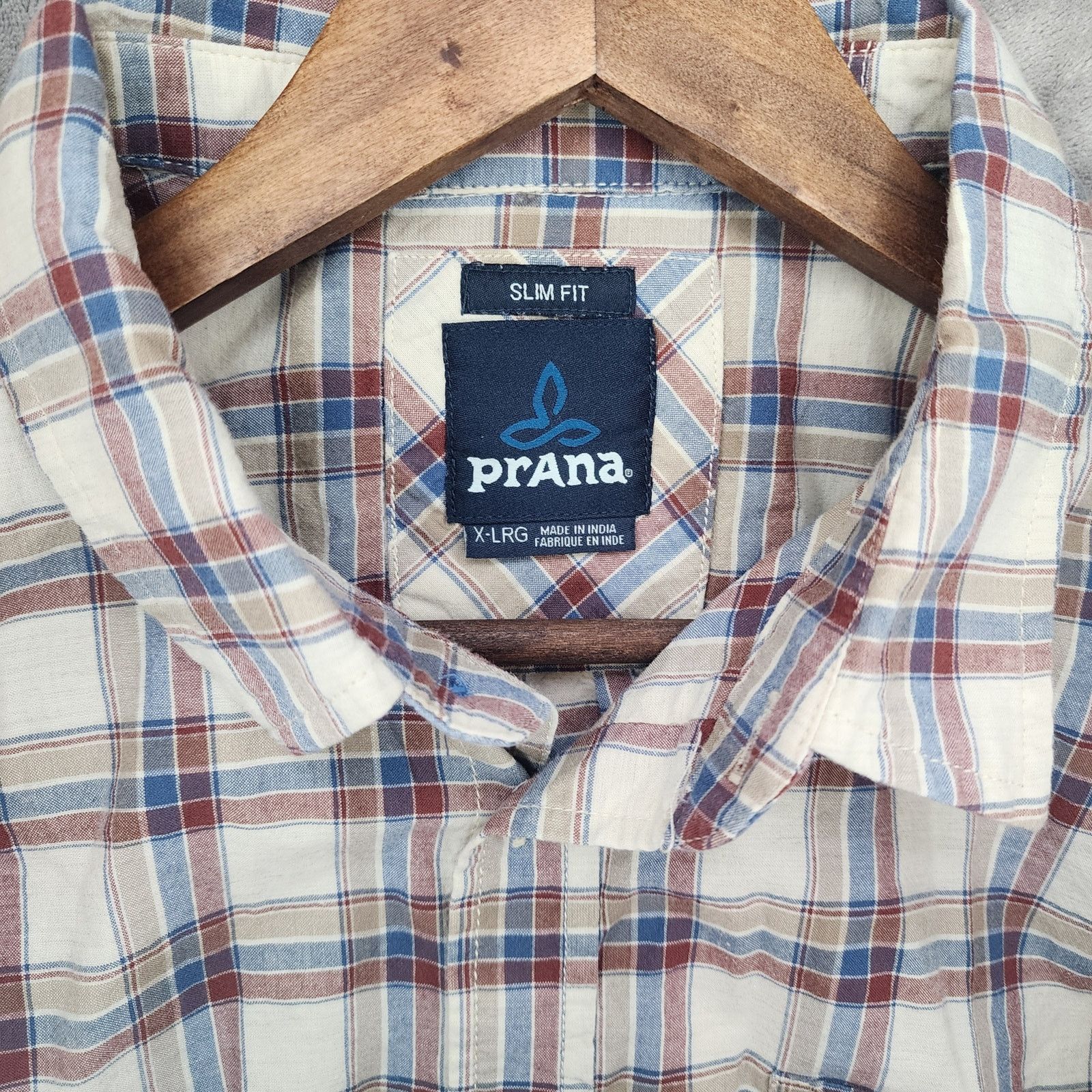 Prana Prana Cotton Plaid Shirt XL Beige, Red, Blue - Slim Fit Size US XL / EU 56 / 4 - 3 Thumbnail