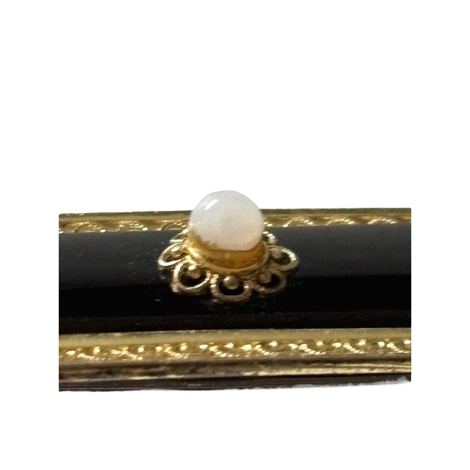 Other 800 Sterling Silver Vermeil Filigre Onyx Mourning Bar Brooch Size ONE SIZE - 6 Thumbnail