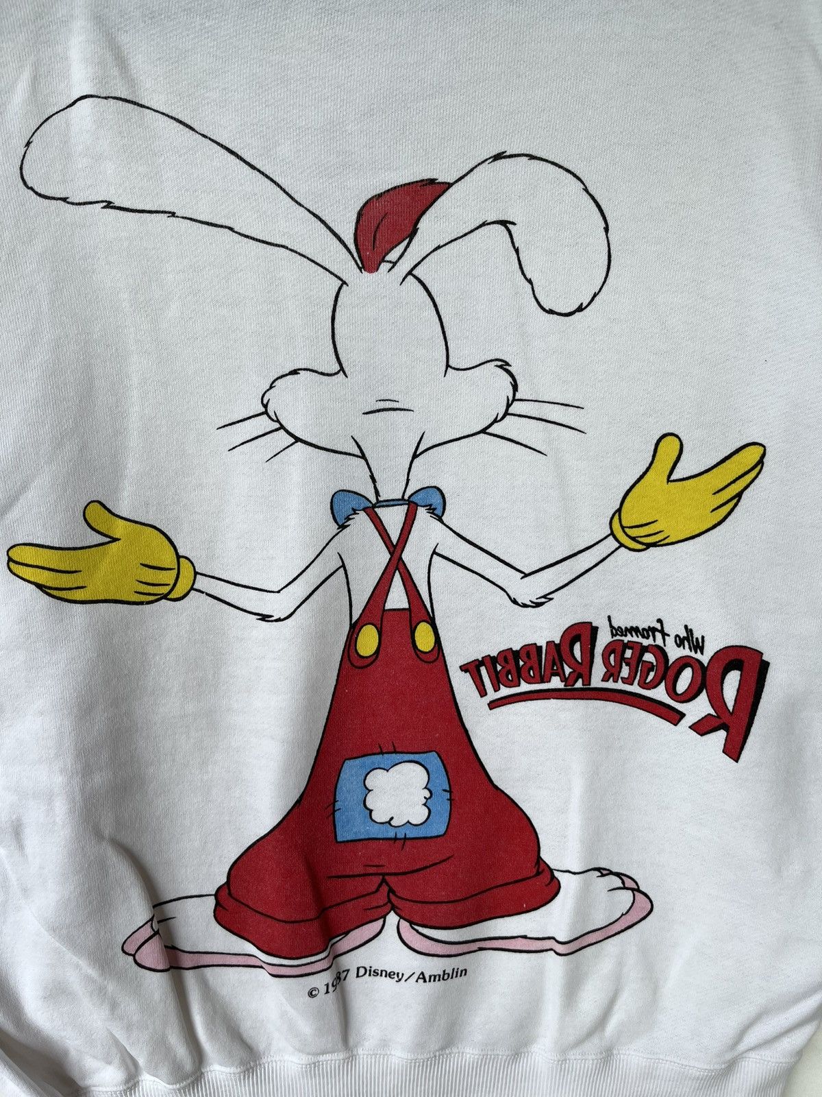 Disney × Vintage VTG 1987 Who Framed Roger Rabbit Mirror Print Sweatshirt Size US L / EU 52-54 / 3 - 5 Thumbnail