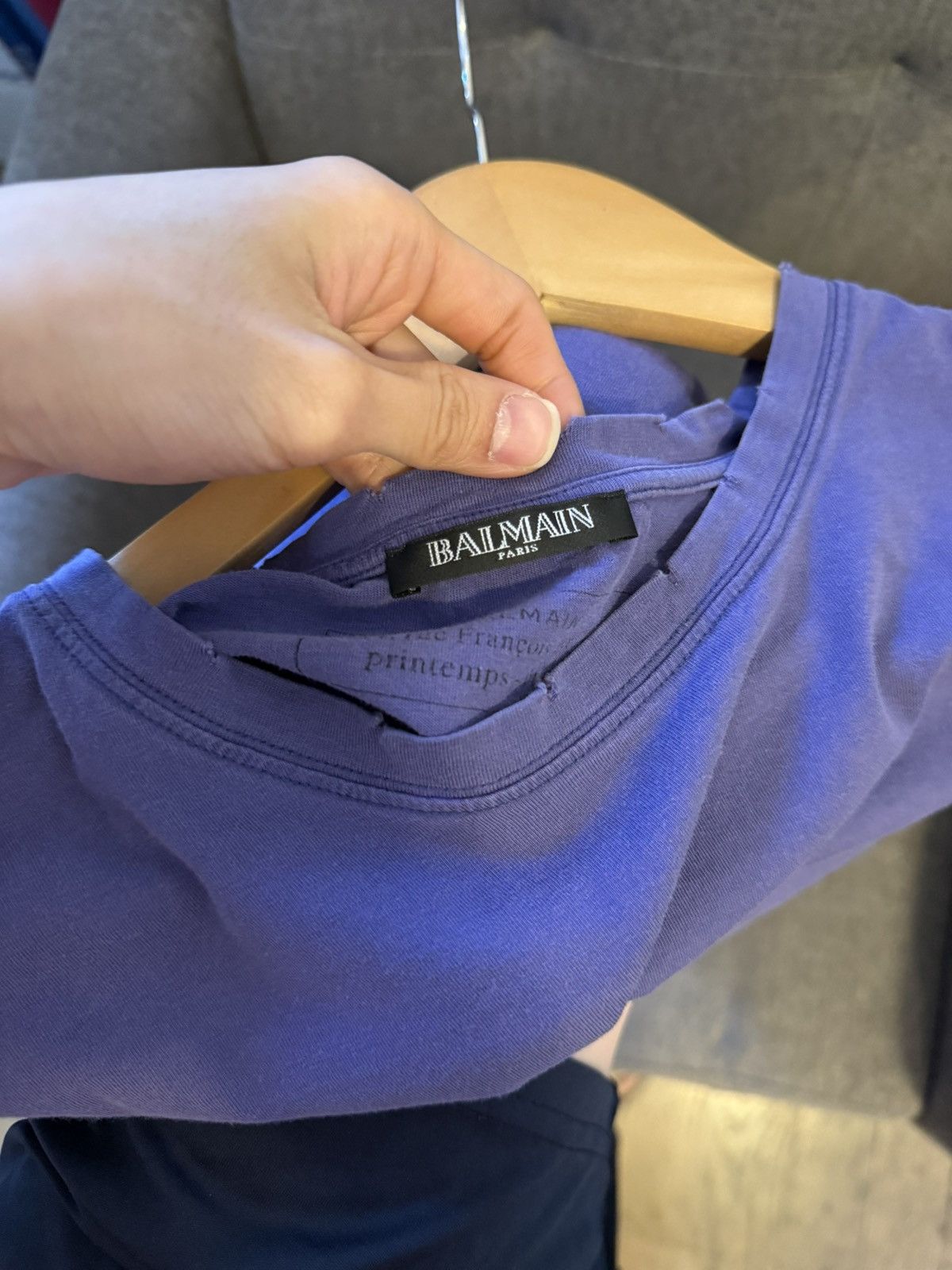 Balmain Balmain distressed 2015 t shirt size M purple Size US M / EU 48-50 / 2 - 3 Thumbnail