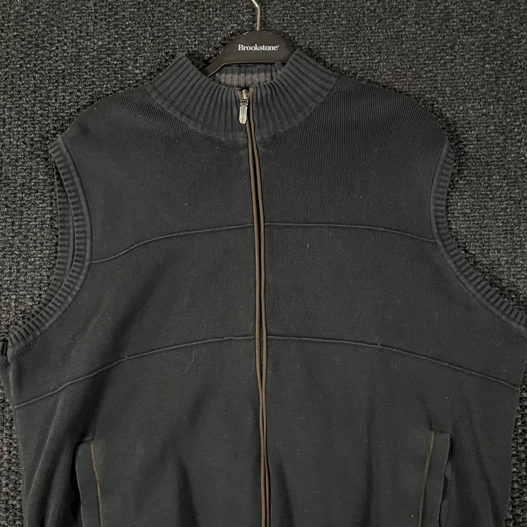 Canon Alex Cannon Mens Black Cotton Sweater Vest L Mock Neck Full Zip Size US L / EU 52-54 / 3 - 2 Thumbnail