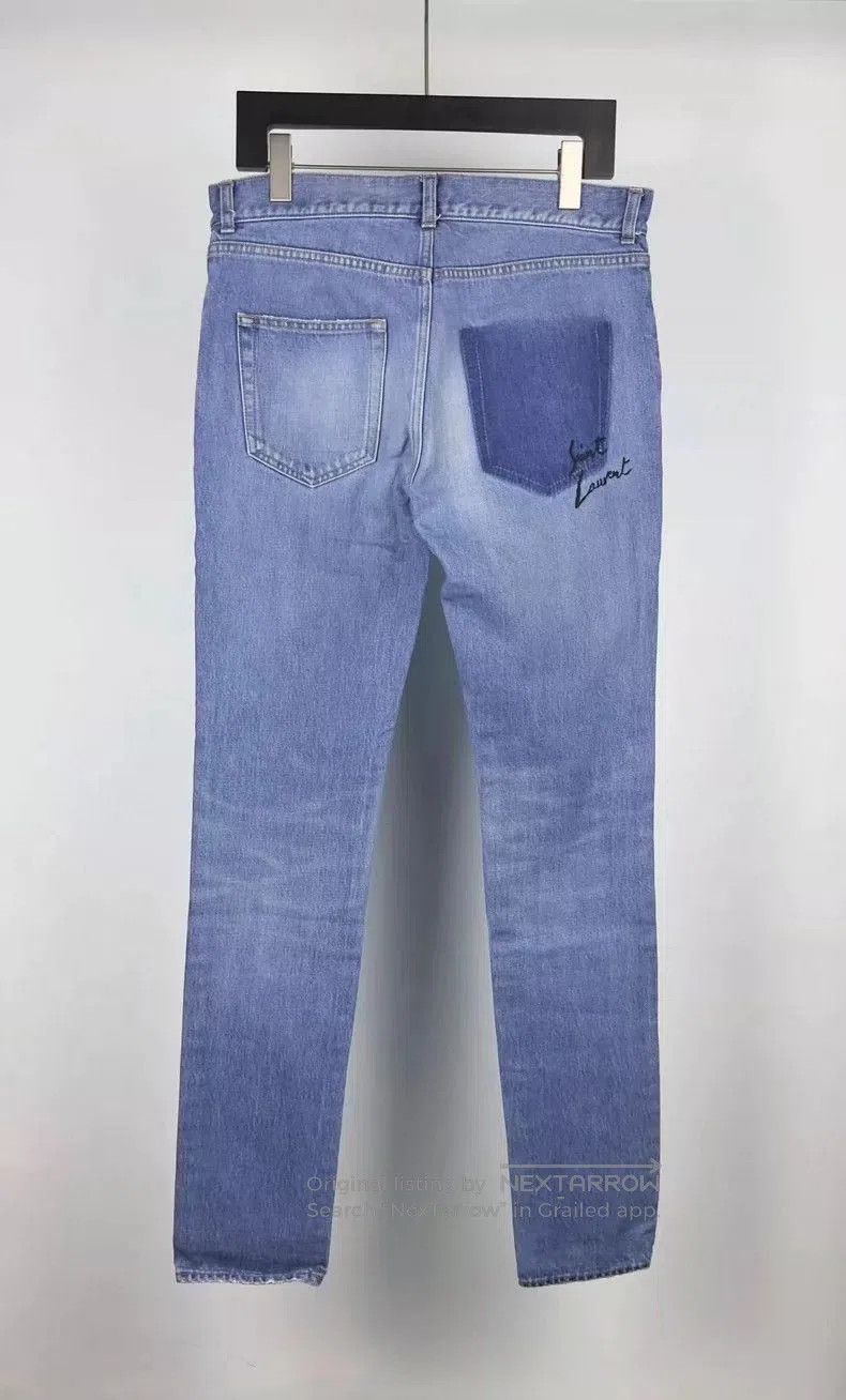 Saint Laurent Paris Saint Laurent Washed Blue Embroidered Jeans. Size US 30 / EU 46 - 2 Thumbnail