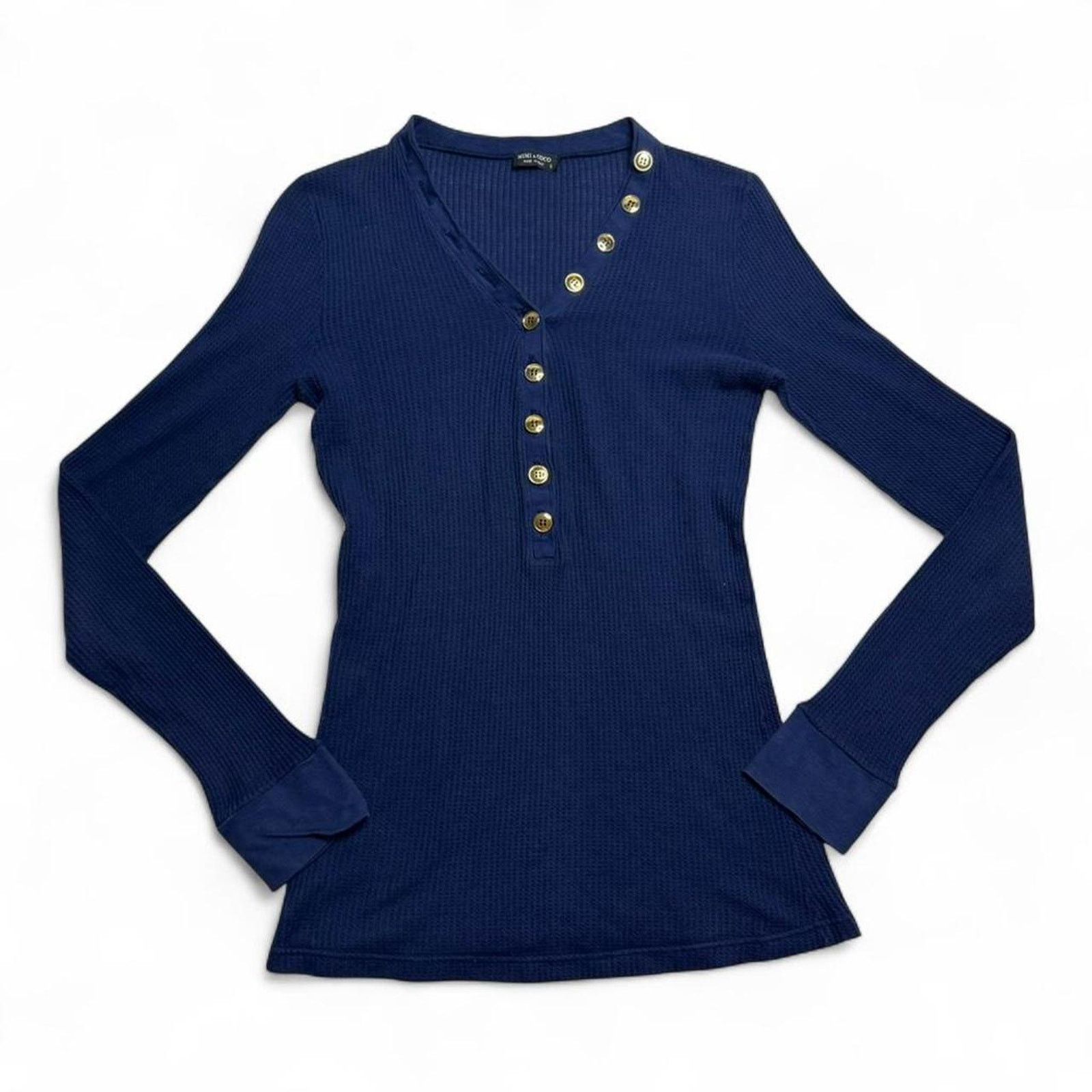 Other Mimi & CoCo Luxury Brand Blue Gold Button Henley Size Small Size S / US 4 / IT 40 - 5 Thumbnail