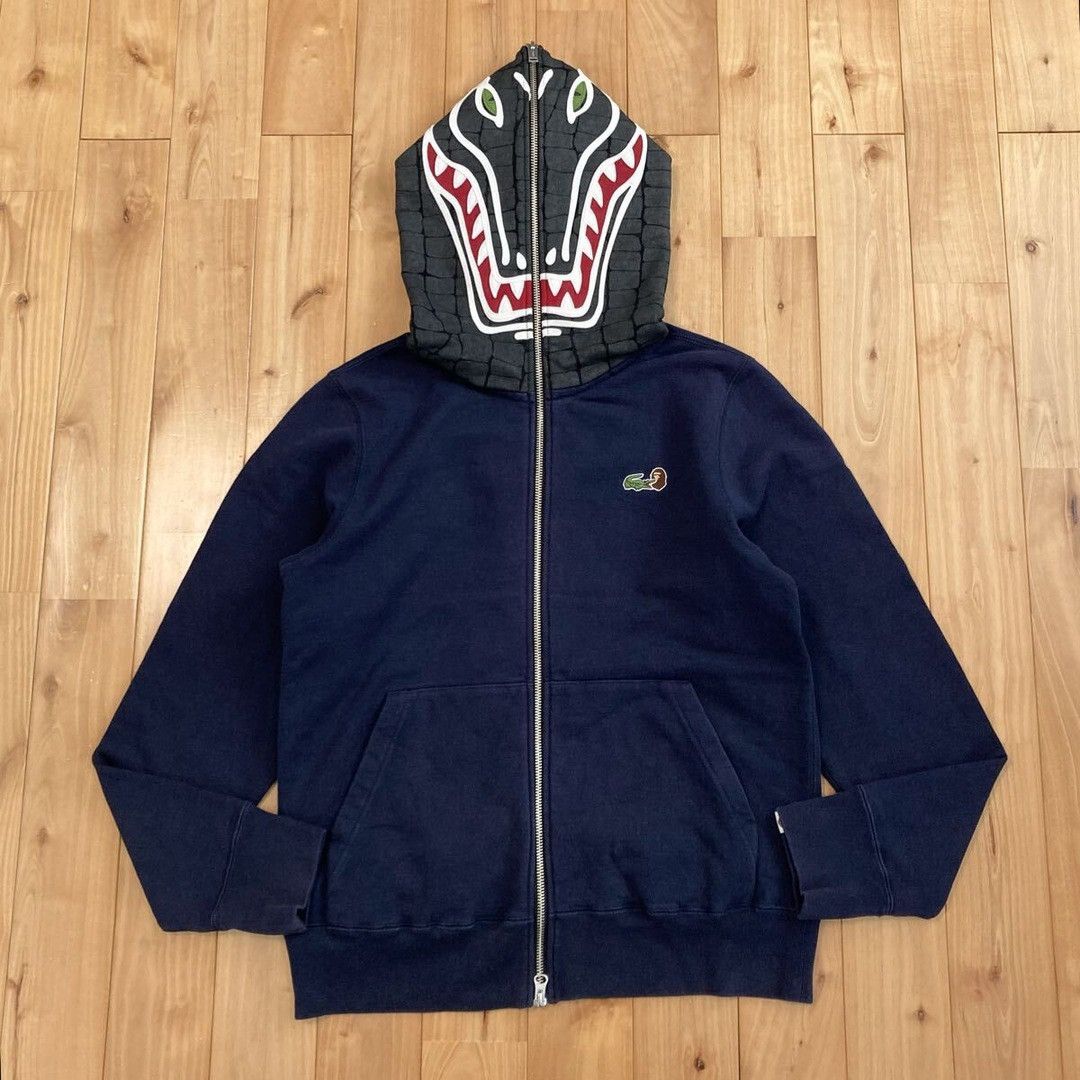 Bape × Lacoste Bape X Lacoste Crocodile Shark Zip Hoodie | Grailed