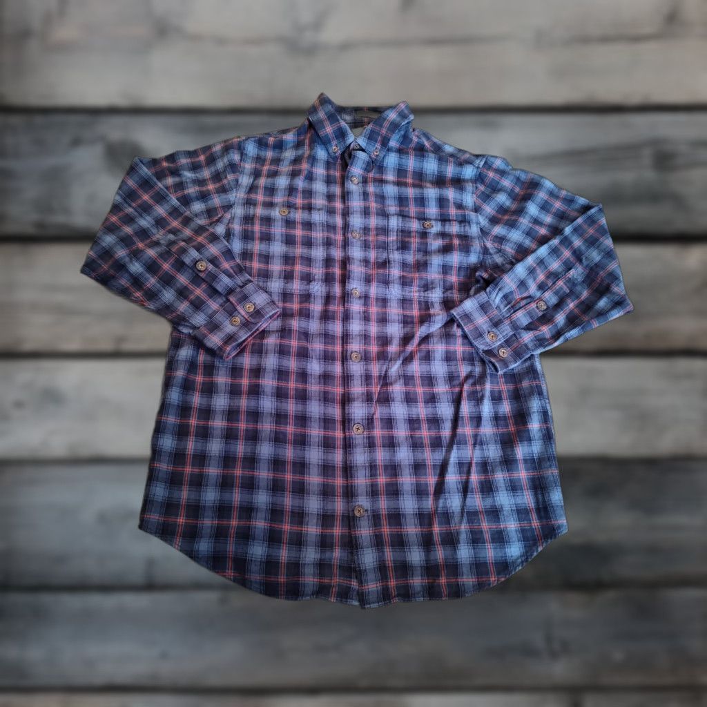 CO Duluth Trading Co Flannel Shirt Men's XL Button-Up Long Sleeve Blue Check Relaxed Fit Outdoor Workwear Size US XL / EU 56 / 4 - 1 Thumbnail