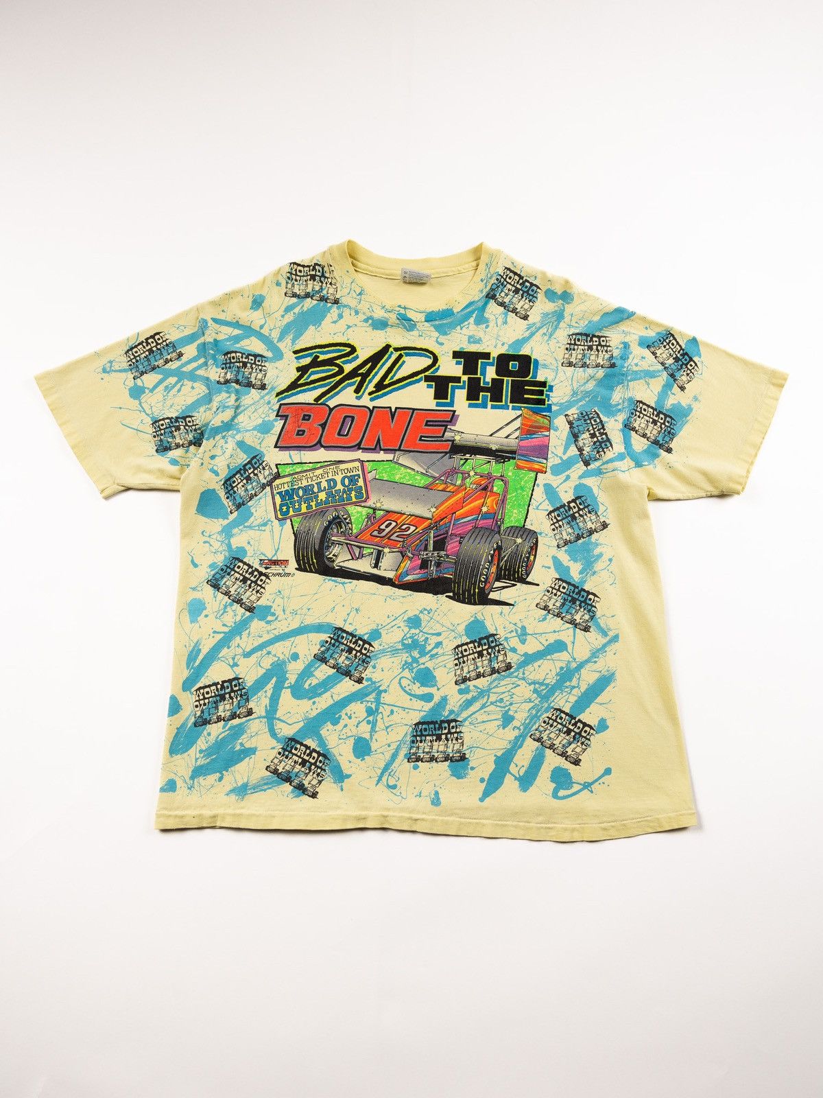 Image of Vintage 1992 Bad To The Bone Tee in Yellow, Men's (Size XL)