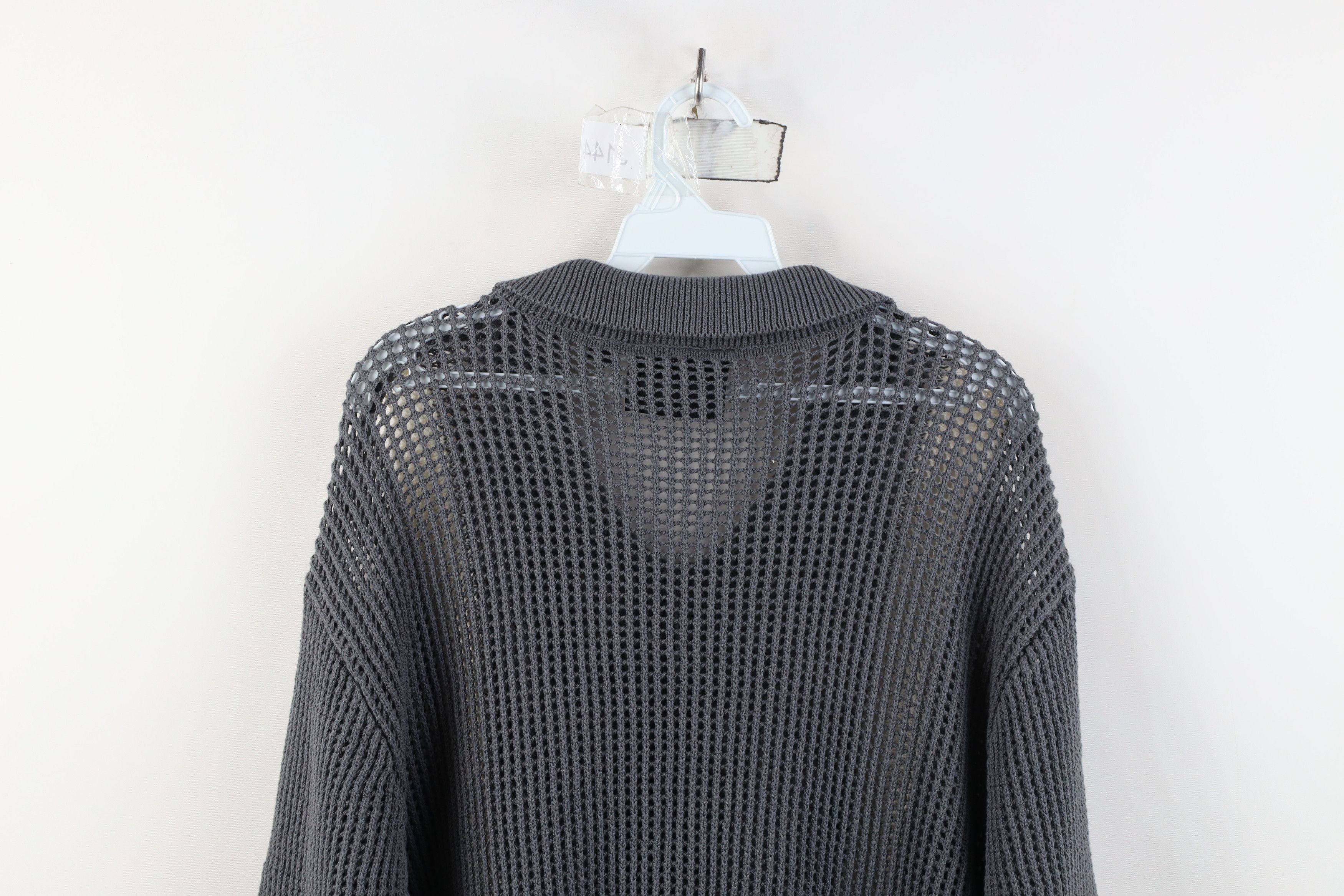 Vintage Vintage Y2K Rockabilly Mesh Knit Collared Button Shirt Gray Size US L / EU 52-54 / 3 - 12 Thumbnail