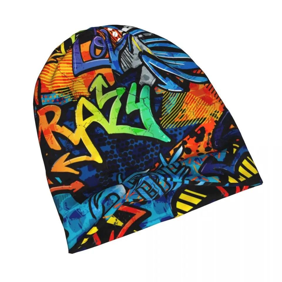 Vintage Bonnet Hats Graffiti Art Pattern Thin Skullies Beanies Hat Size ONE SIZE - 2 Thumbnail