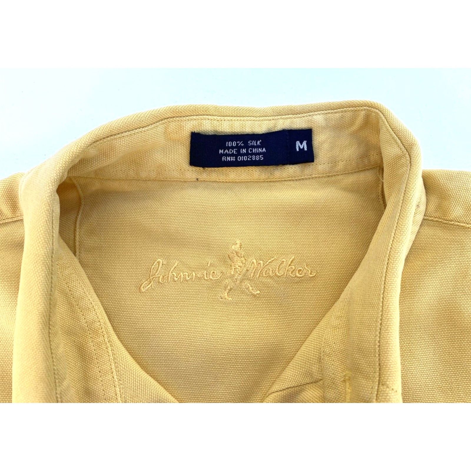 johnnie-O VINTAGE Johnnie Walker Men’s Button-Down Shirt M Silk Yellow Solid Casual Pockets 100% Silk Front Button-Down Collar Mens Size US M / EU 48-50 / 2 - 5 Thumbnail