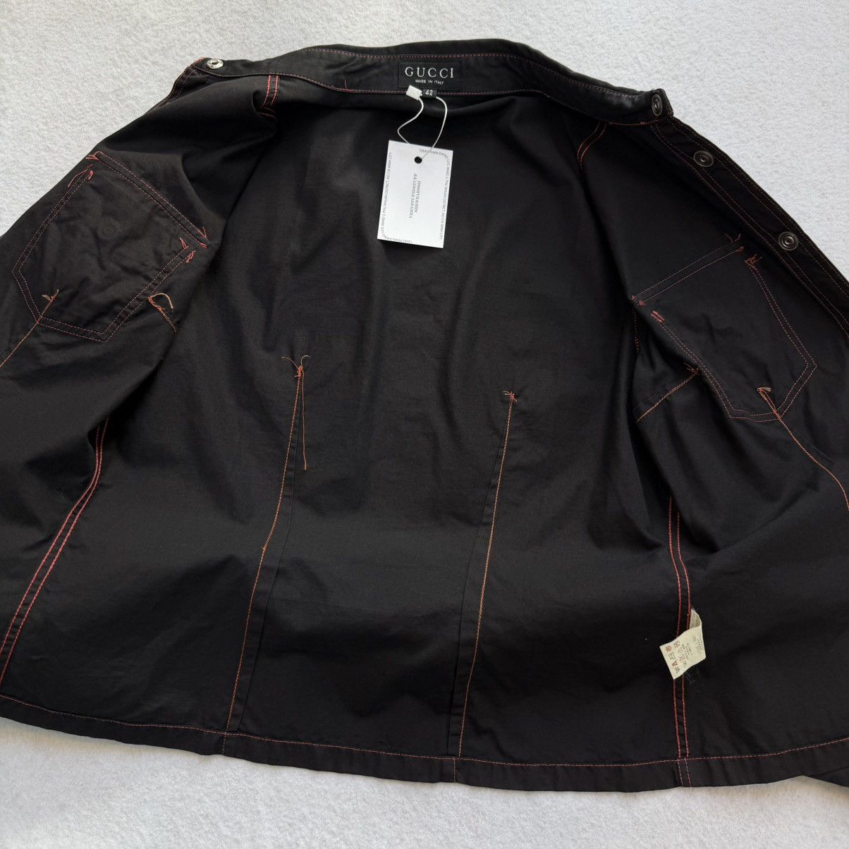 Gucci GUCCl By Tom Ford 1996 Redline Stitch Utility Jacket Size M / US 6-8 / IT 42-44 - 4 Thumbnail