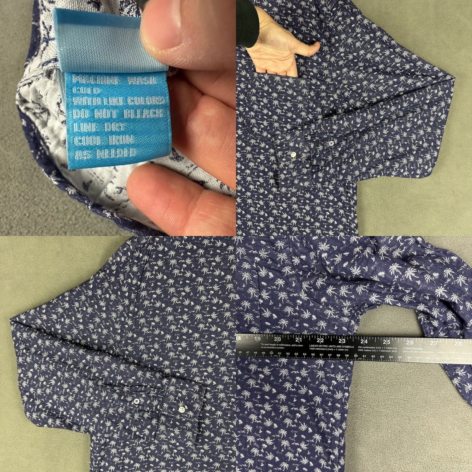 J.McLaughlin J. McLaughlin Shirt Men Large Blue Palm Tree Print Long Sleeve Button-Down Casual Size US L / EU 52-54 / 3 - 8 Thumbnail
