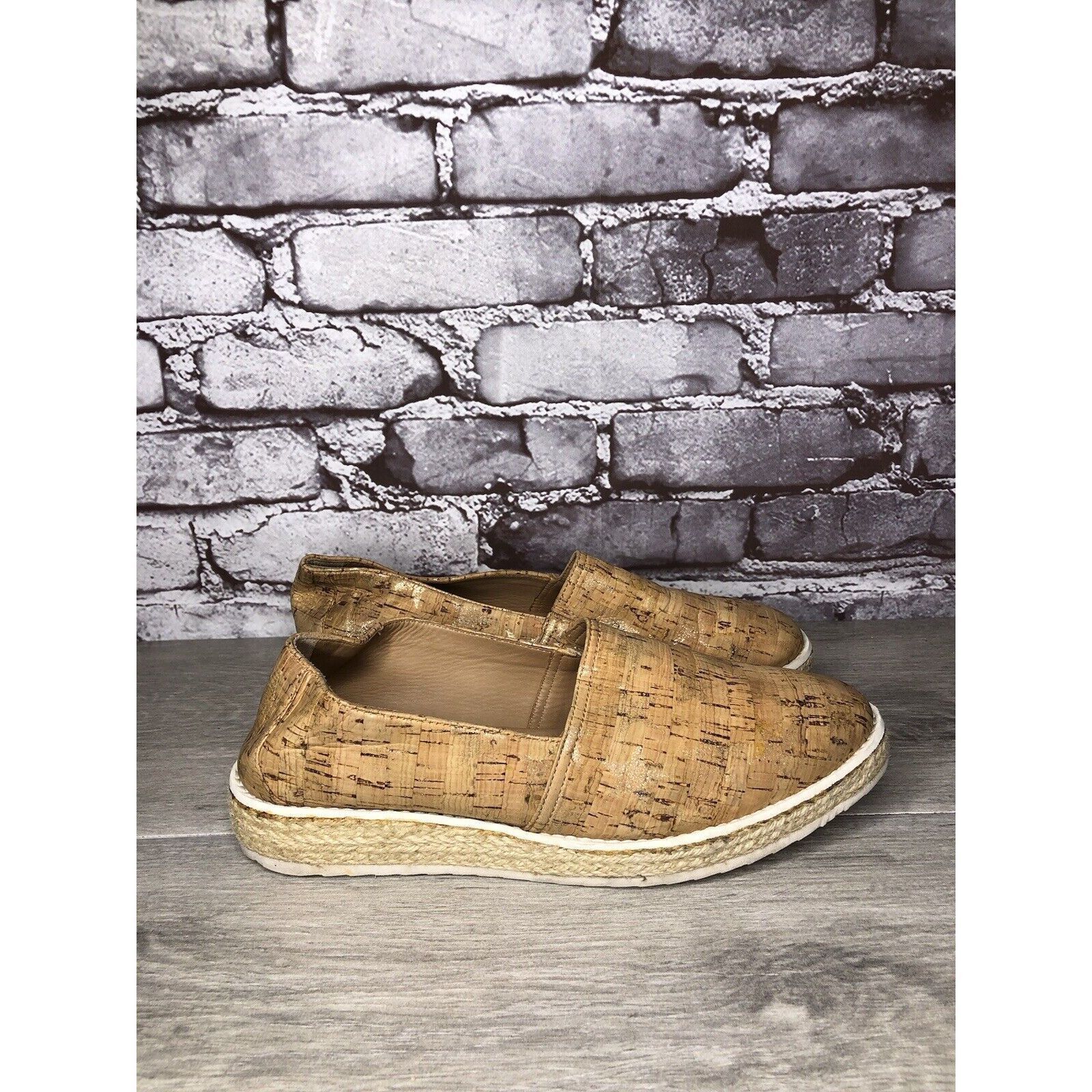 Trask TRASK Cork Tan Sparkle Star Espadrilles Slip On Shoes Women Size US 8 / IT 38 - 3 Thumbnail