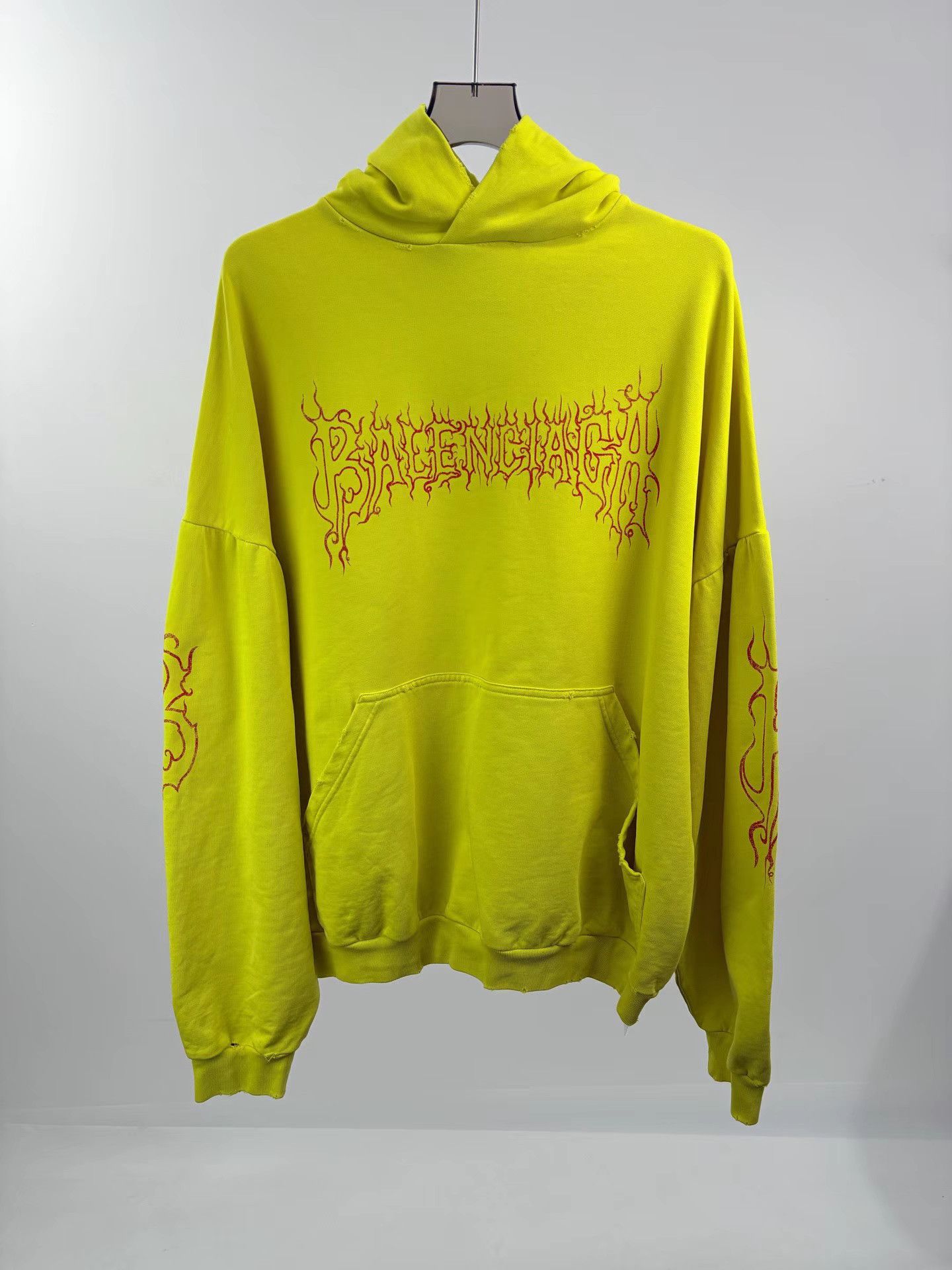 Balenciaga BALENCIAGA Flame Graffiti Yellow Hoodie Size US M / EU 48-50 / 2 - 1 Thumbnail