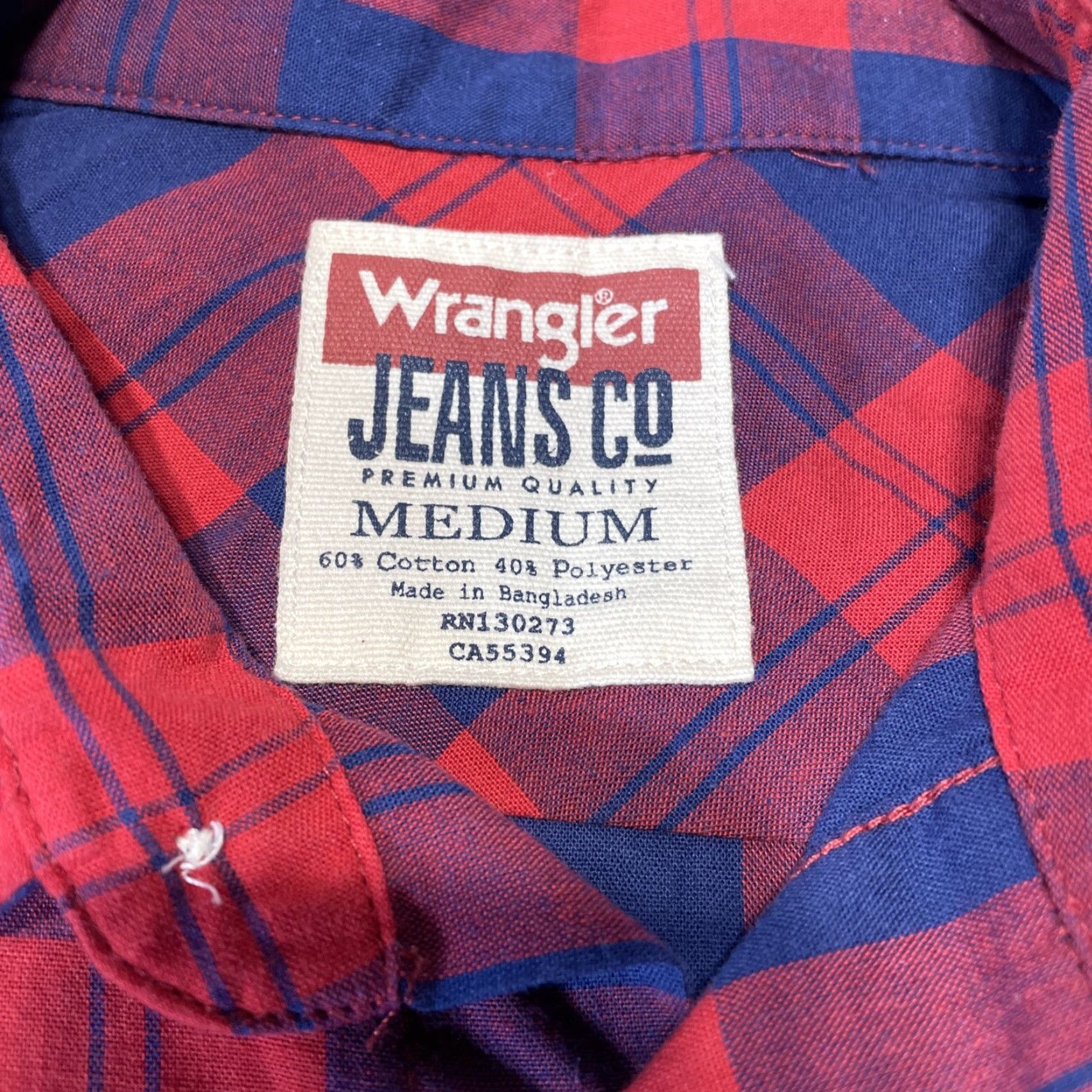Wrangler VINTAGE Wrangler Red Plaid Button-Up Shirt Mens Medium Long Sleeve Pearl Snap Size US M / EU 48-50 / 2 - 2 Thumbnail