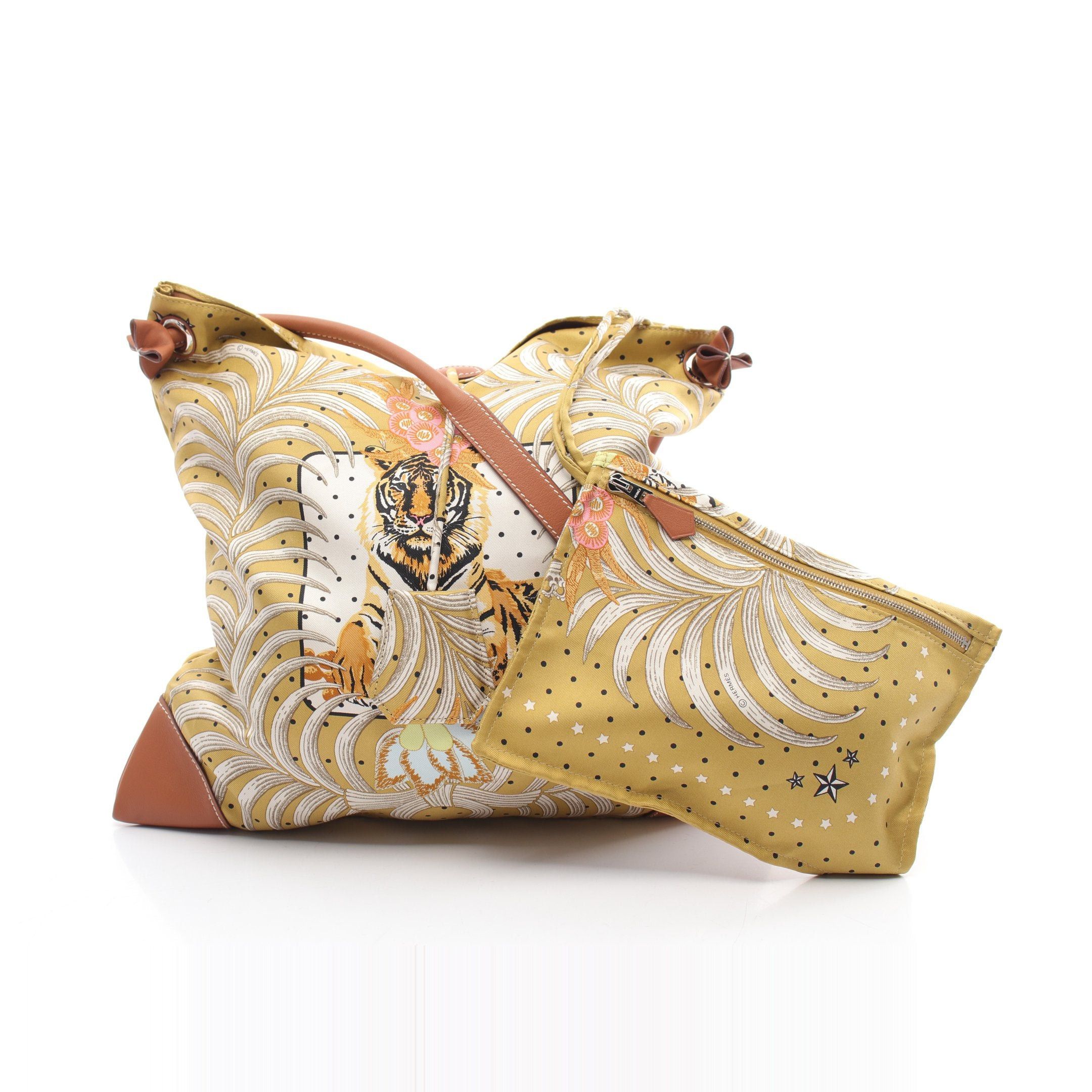 Hermes Hermes Silky City Pm Tigre Royal Shoulder Bag Silk Leather Beige Multicolor Silver Hardware Y Stamp Size ONE SIZE - 1 Thumbnail