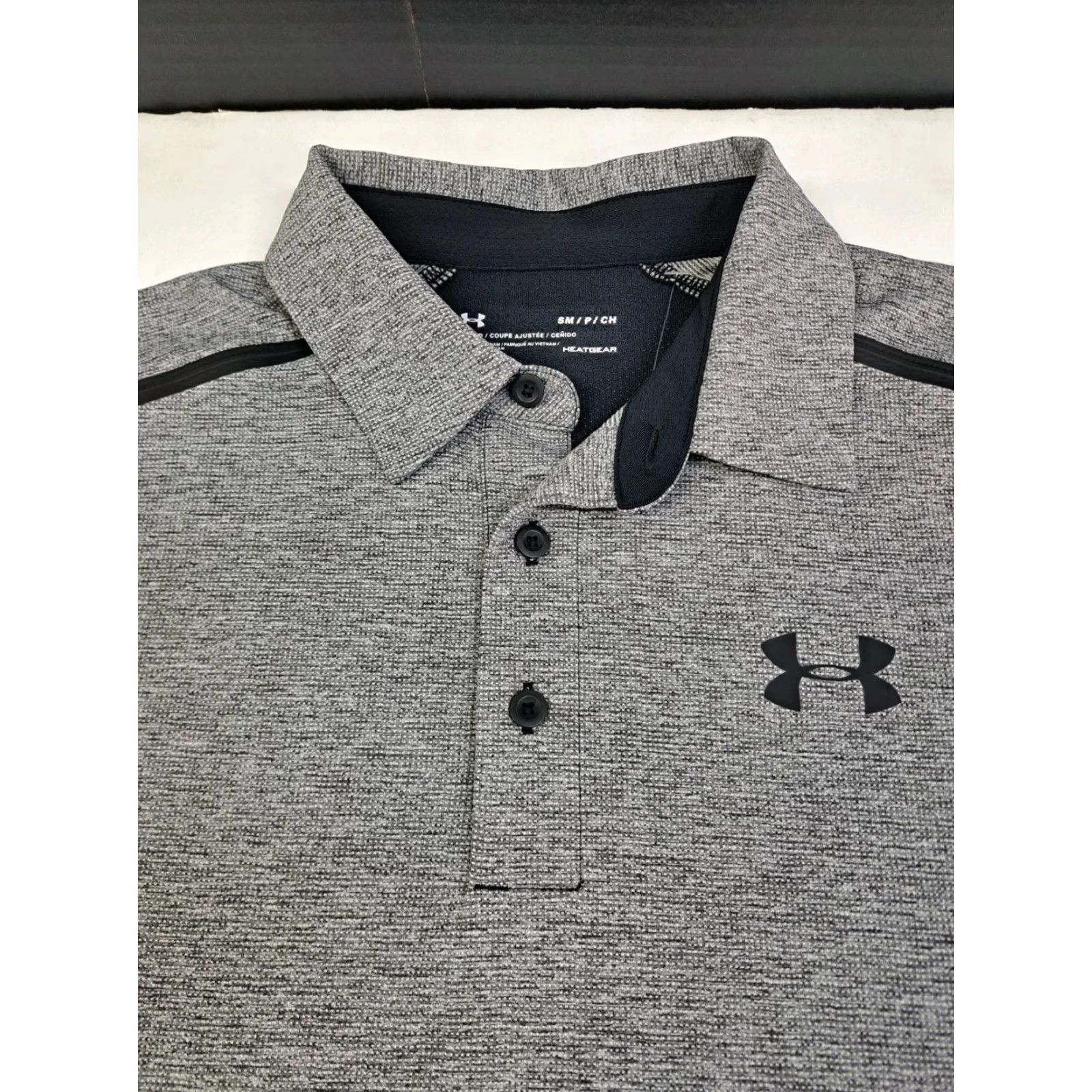 Under Armour Under Armour Polo Fitted Short Sleeve Golf NWT Mens S Black/Grey Threadborne Heatgear Size US S / EU 44-46 / 1 - 2 Thumbnail
