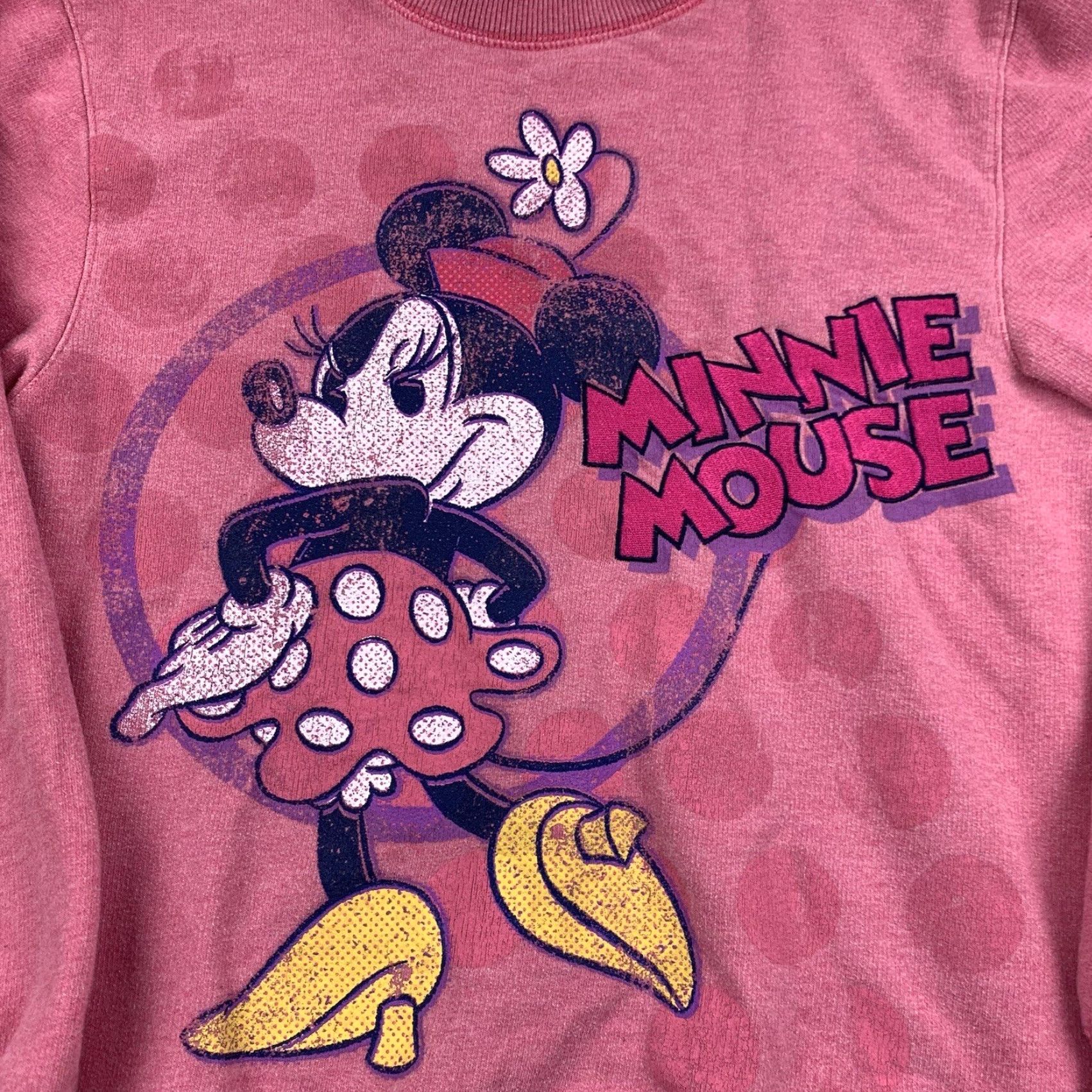 Disney Minnie Mouse Sweatshirt Disney All Over Print Womens XS Pink Crewneck Pullover Cartoon Size XS / US 0-2 / IT 36-38 - 2 Thumbnail