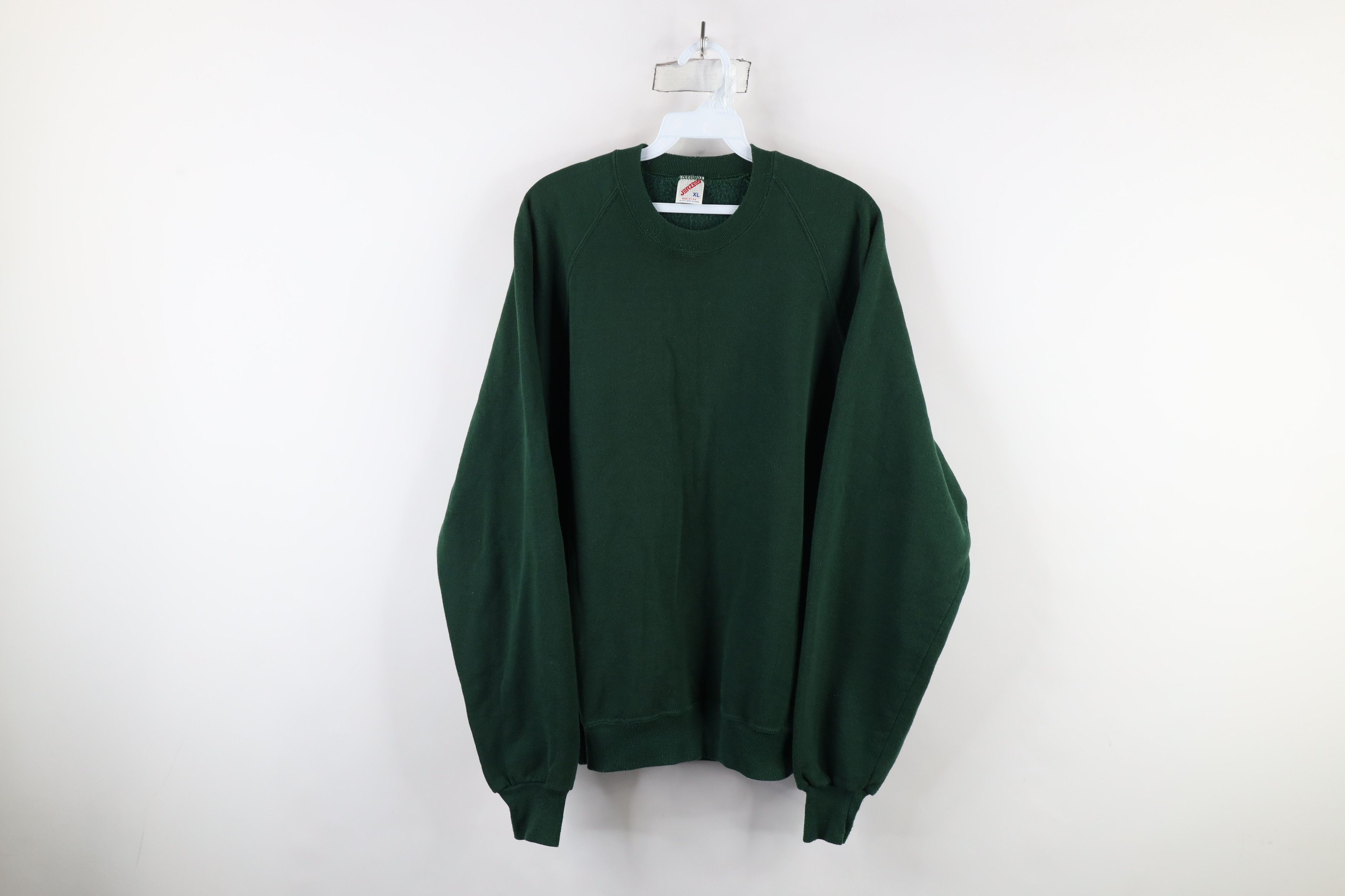 Vintage Vintage 90s Streetwear Blank Crewneck Sweatshirt Green USA Size US XL / EU 56 / 4 - 1 Thumbnail