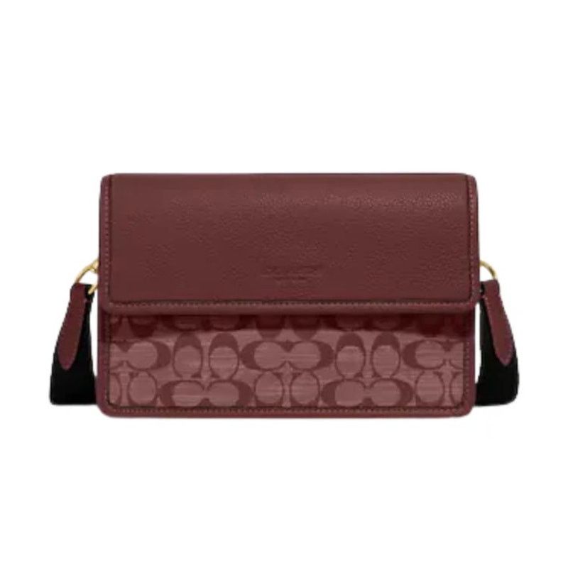 Coach Coach NWT Turner Flap Crossbody - Wine Signature, MSRP $350 Size ONE SIZE - 1 Thumbnail