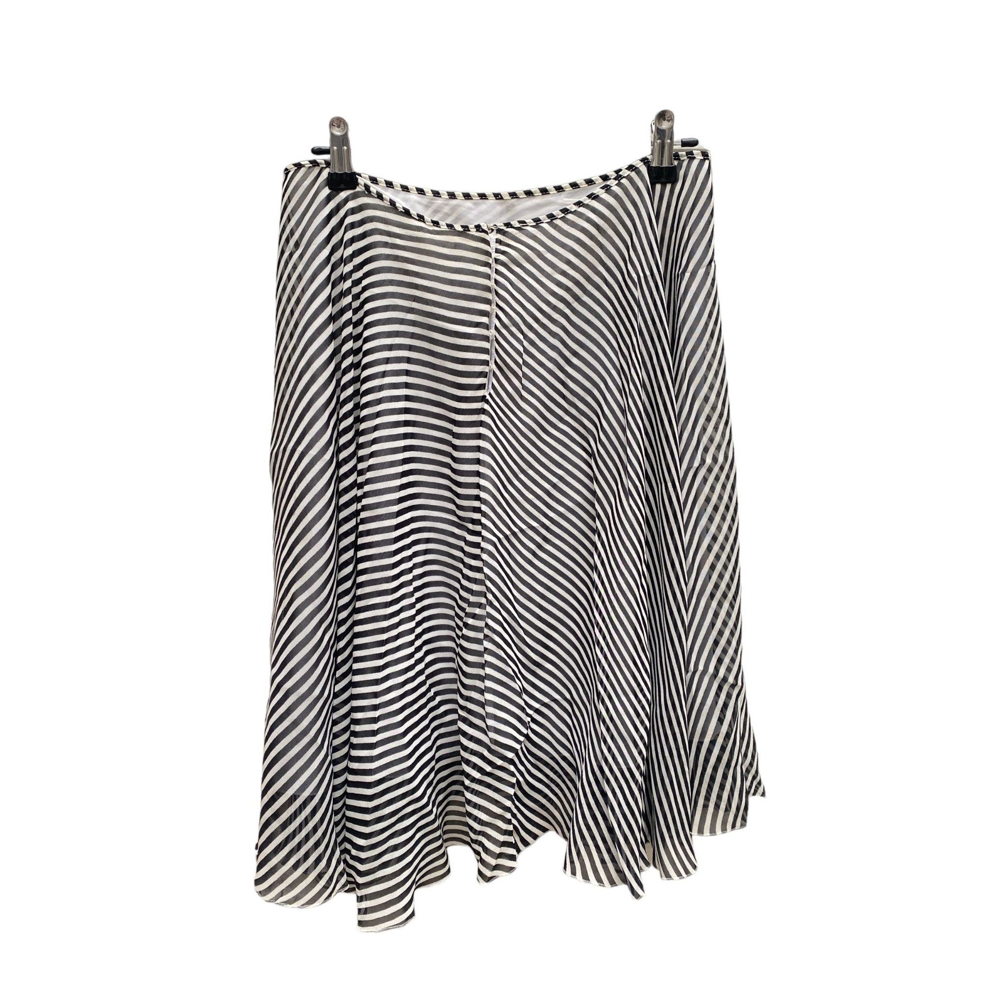 image of Maison Margiela Ss 2007 Silk Like Striped Skirt in White Striped, Women's (Size 26)
