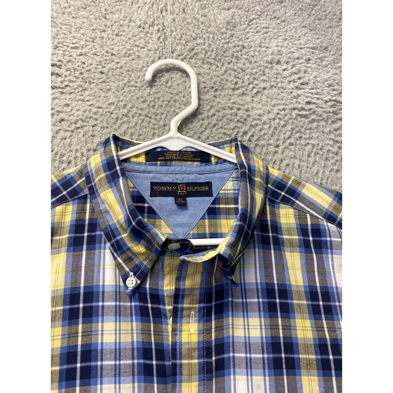 Tommy Hilfiger TOMMY HILFIGER Slim Fit Dress Shirt Mens XL Plaid Button-Up Casual Yellow Size US XL / EU 56 / 4 - 3 Thumbnail
