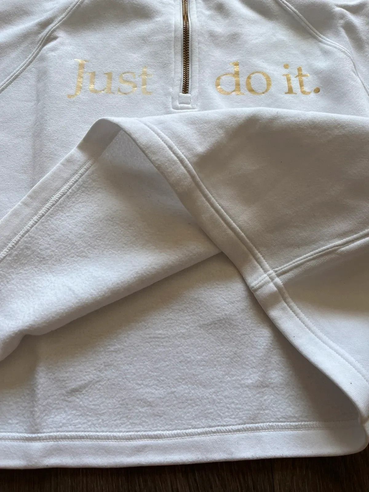 Nike Nike Sz L Half Zip Neck Swoosh Just Do It White Gold Size L / US 10 / IT 46 - 7 Thumbnail
