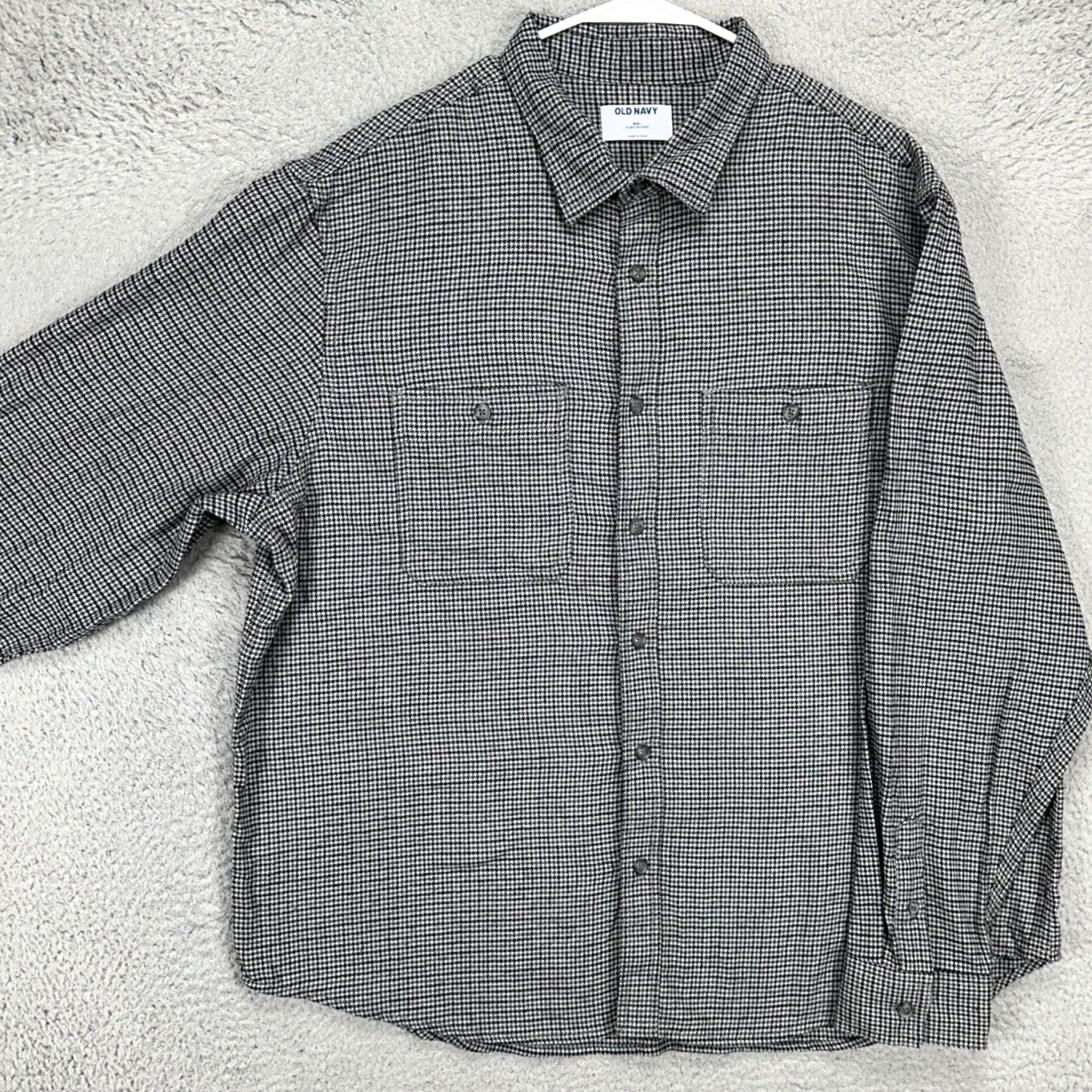 Old Navy Old Navy Mens Flannel Shirt 2XL Grey Black Houndstooth Button Up Pocket NEW Size US XXL / EU 58 / 5 - 2 Thumbnail