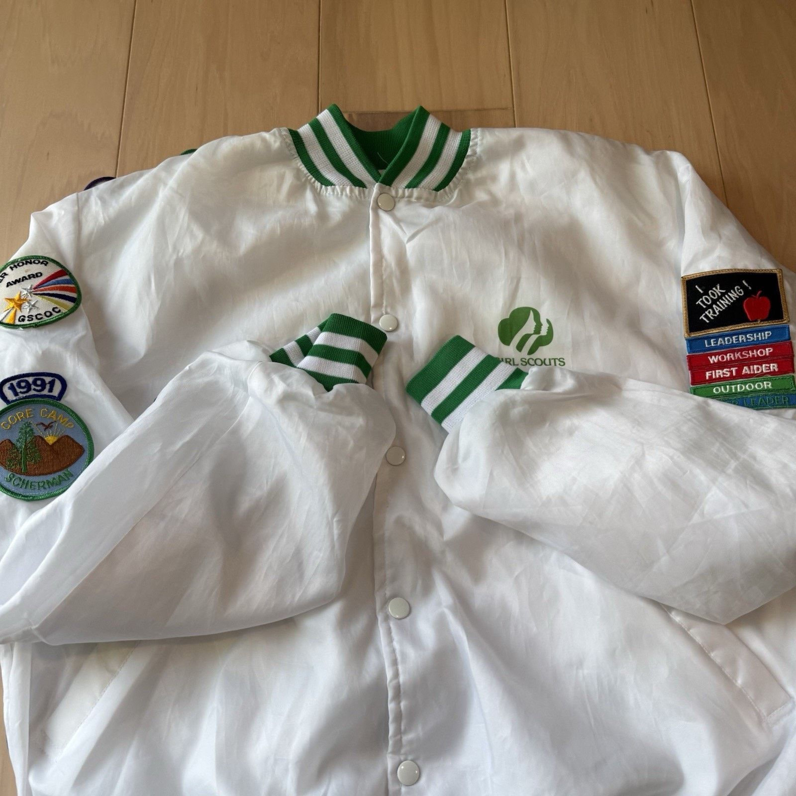 Vintage Vintage Girl Scout Bomber Jacket Medium White 80s Made USA Size US L / EU 52-54 / 3 - 5 Thumbnail