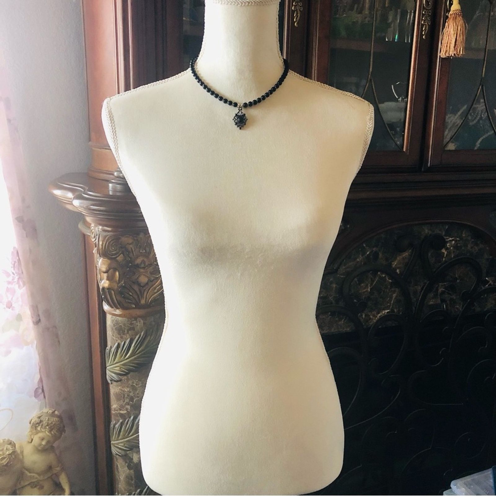 Handmade Handcrafted repurpose black glass crystal Pearl necklace Size ONE SIZE - 6 Thumbnail