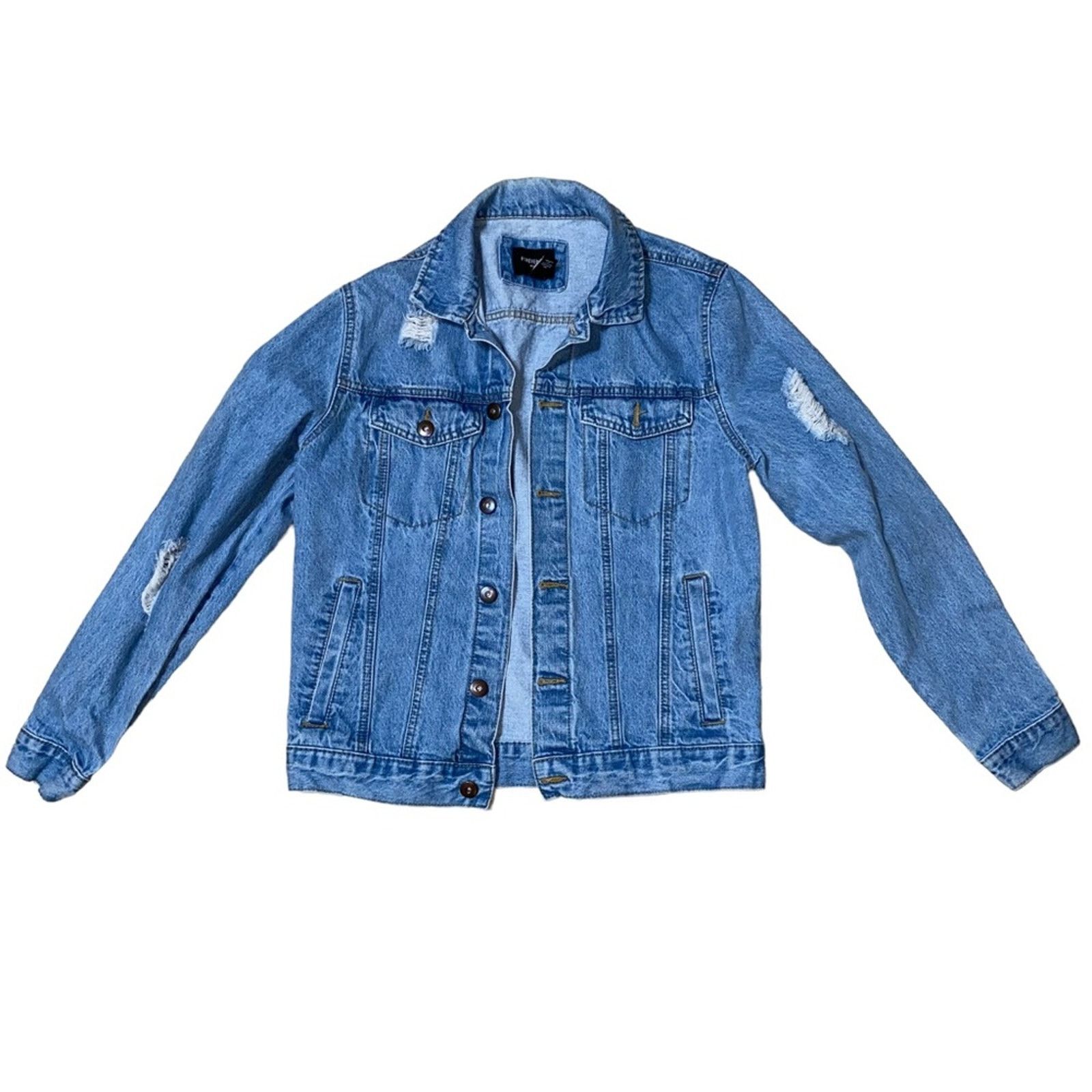 Forever 21 Forever 21 Men Lightwash Distressed Denim Jean Jacket small Size US S / EU 44-46 / 1 - 2 Thumbnail