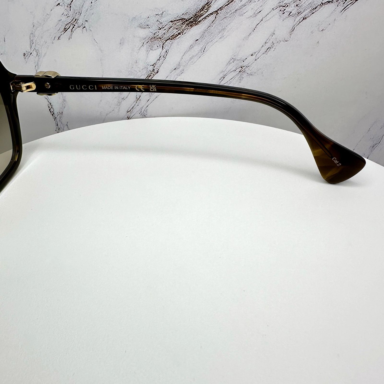Gucci New GUCCI Sunglasses Brown Square Gold Metal GG Logo Size ONE SIZE - 12 Thumbnail