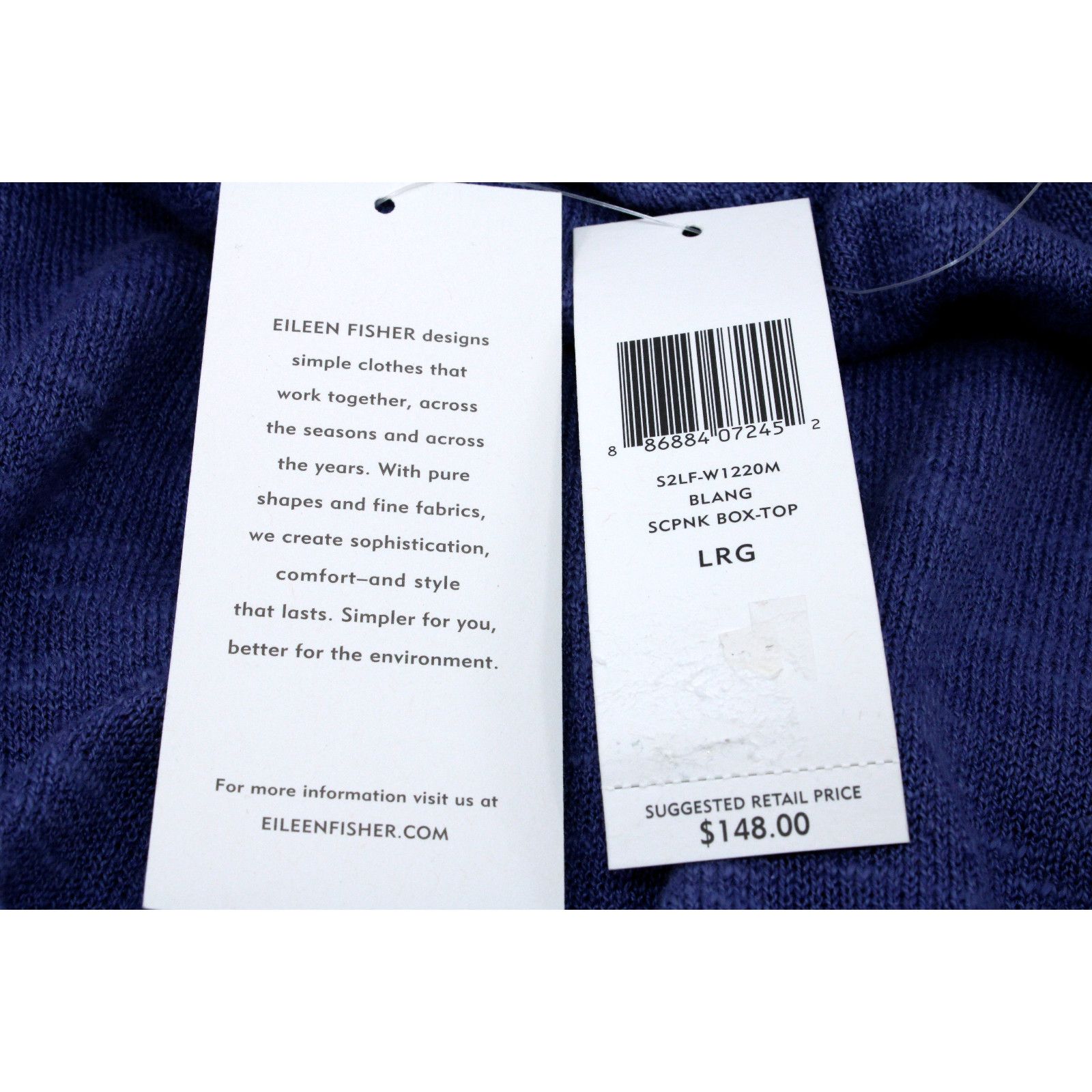 Eileen Fisher NEW EILEEN FISHER Navy Linen Cotton Scoop Neck Top L $148 Size L / US 10 / IT 46 - 8 Thumbnail