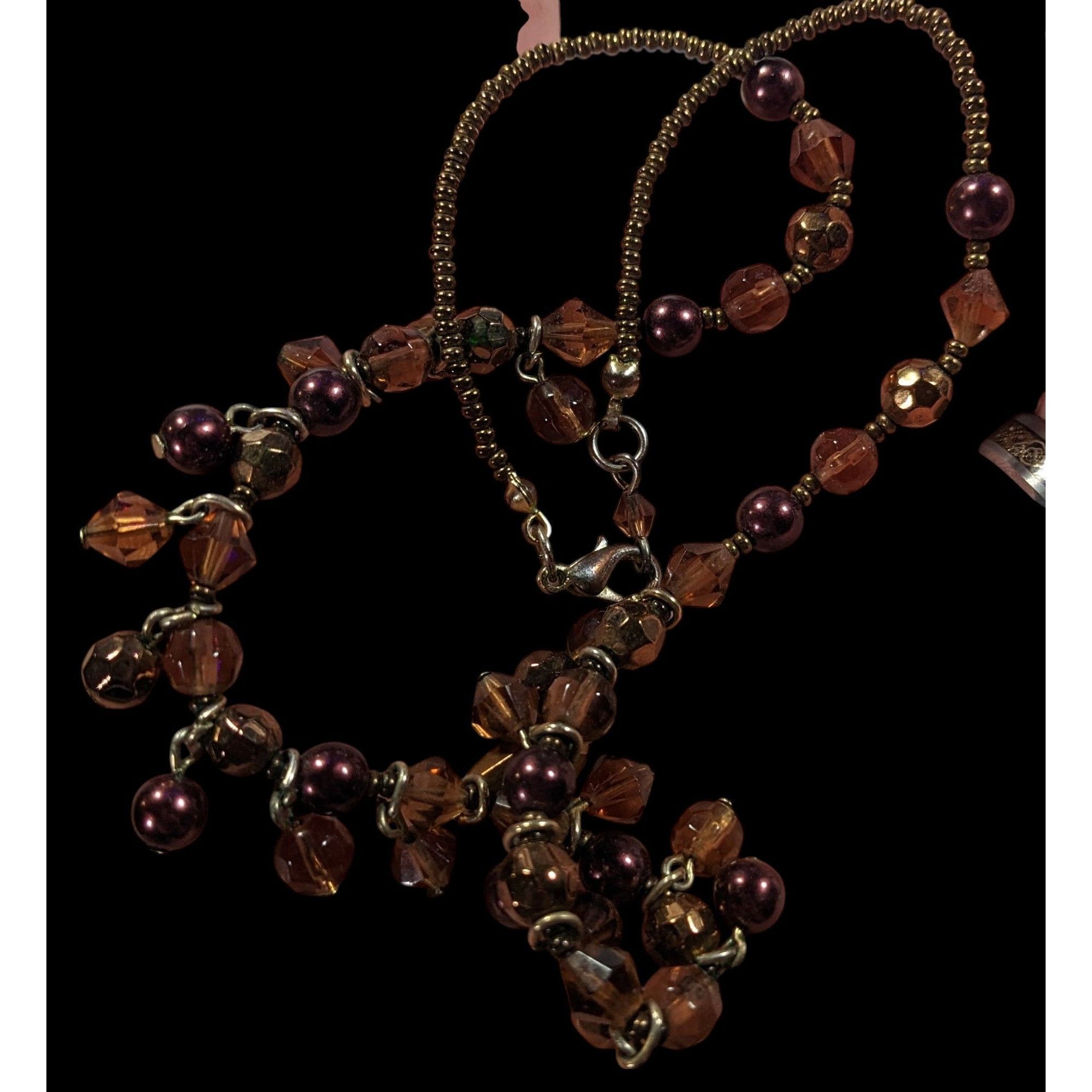 Other Rustic Brown Glass Faux Pearl Beaded Fringe Necklace Size ONE SIZE - 3 Thumbnail