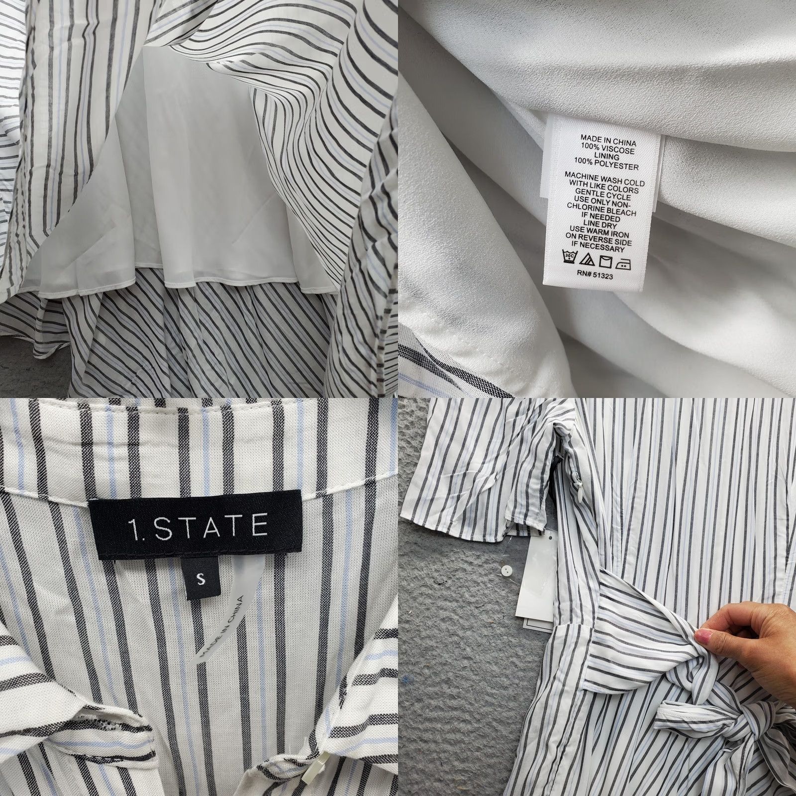 Vintage 1.STATE Shirt Dress Womens S Multi Striped Puff Sleeve Asymmetrical Hem Side Zip Size S / US 4 / IT 40 - 8 Thumbnail