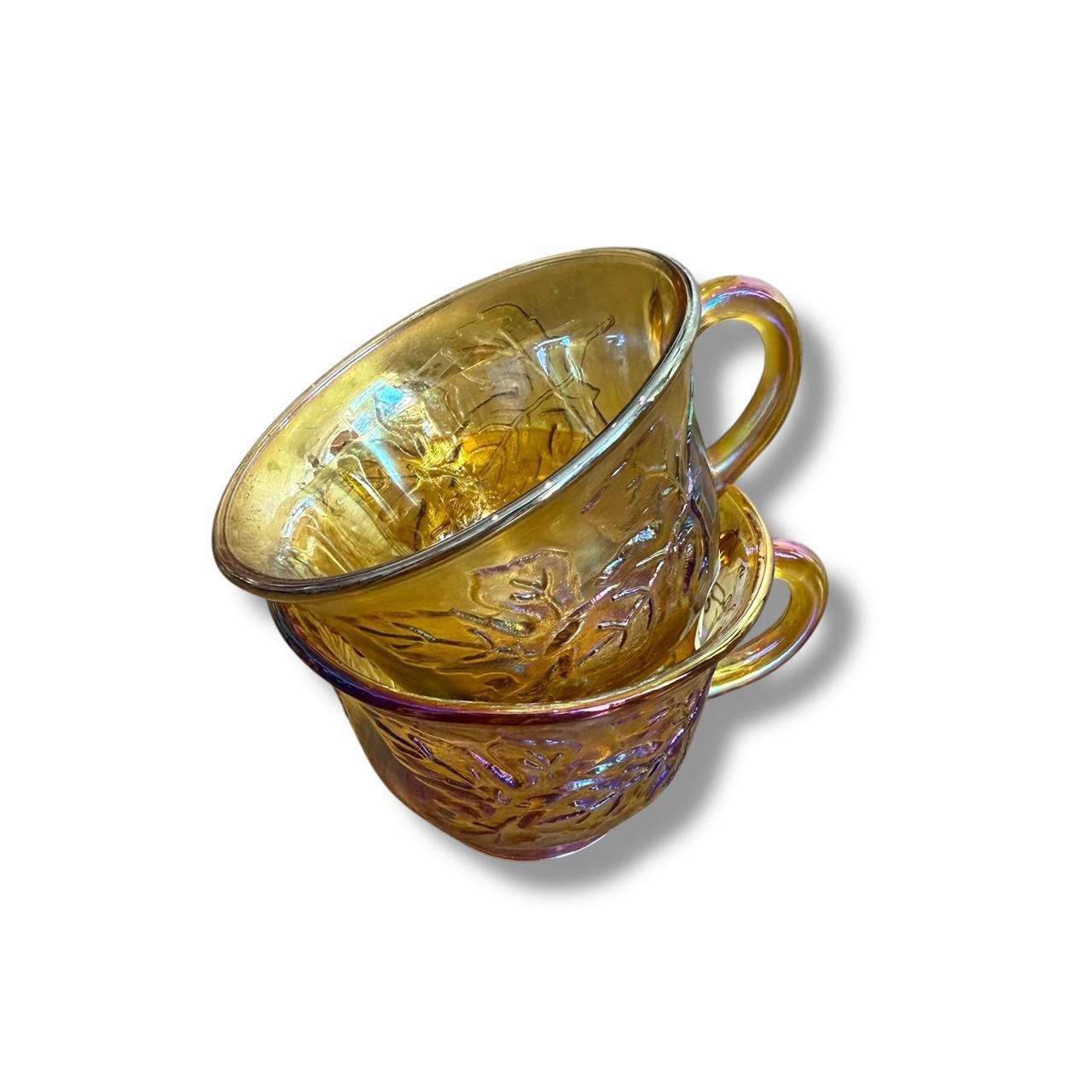 Designer Set of 2 Carnival Glass Teacups Size ONE SIZE - 1 Thumbnail