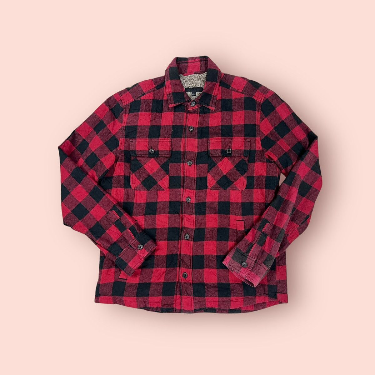 Flannel × Jun Takahashi × Uniqlo VINTAGE UNIQLO DOUBLE CHEST POCKET FLEECE LINING FLANNEL Size US L / EU 52-54 / 3 - 4 Thumbnail